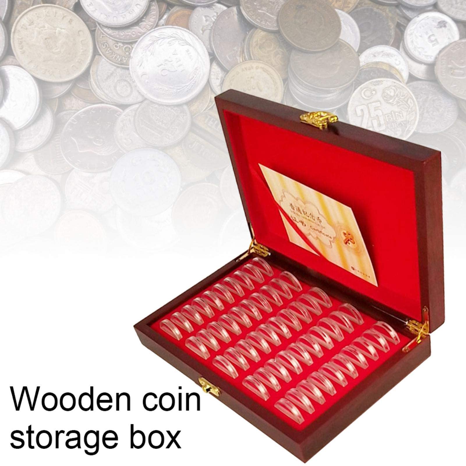 Wooden Coin Storage Box - Secure Wallet Bag for Commemorative Coins & Collectibles