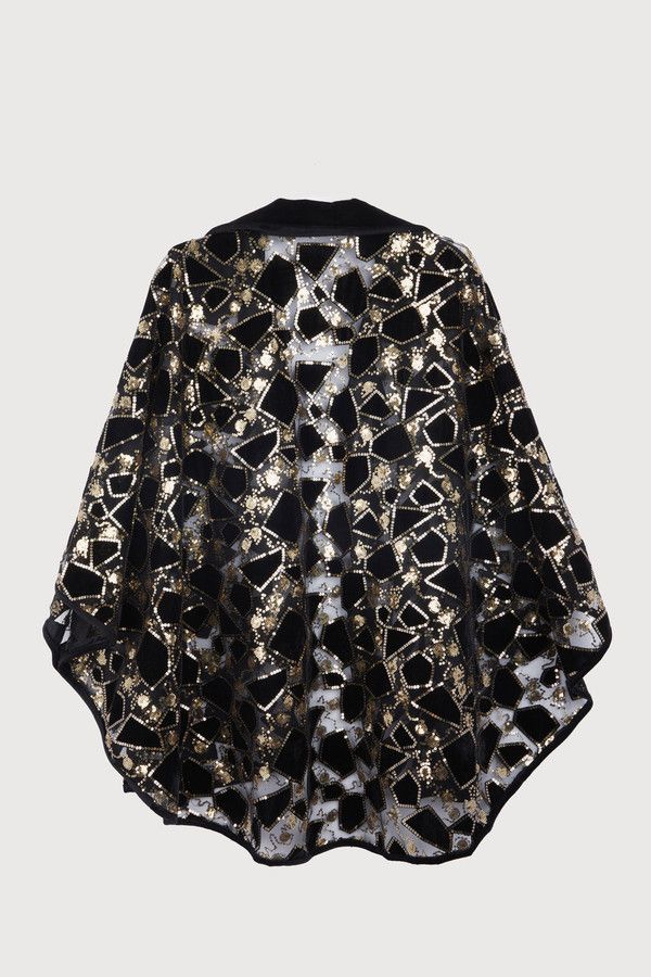 Elegant Velvet Sequin Collared Capelet Shawl for Women - Perfect for Evening Parties, Weddings & Holiday Events