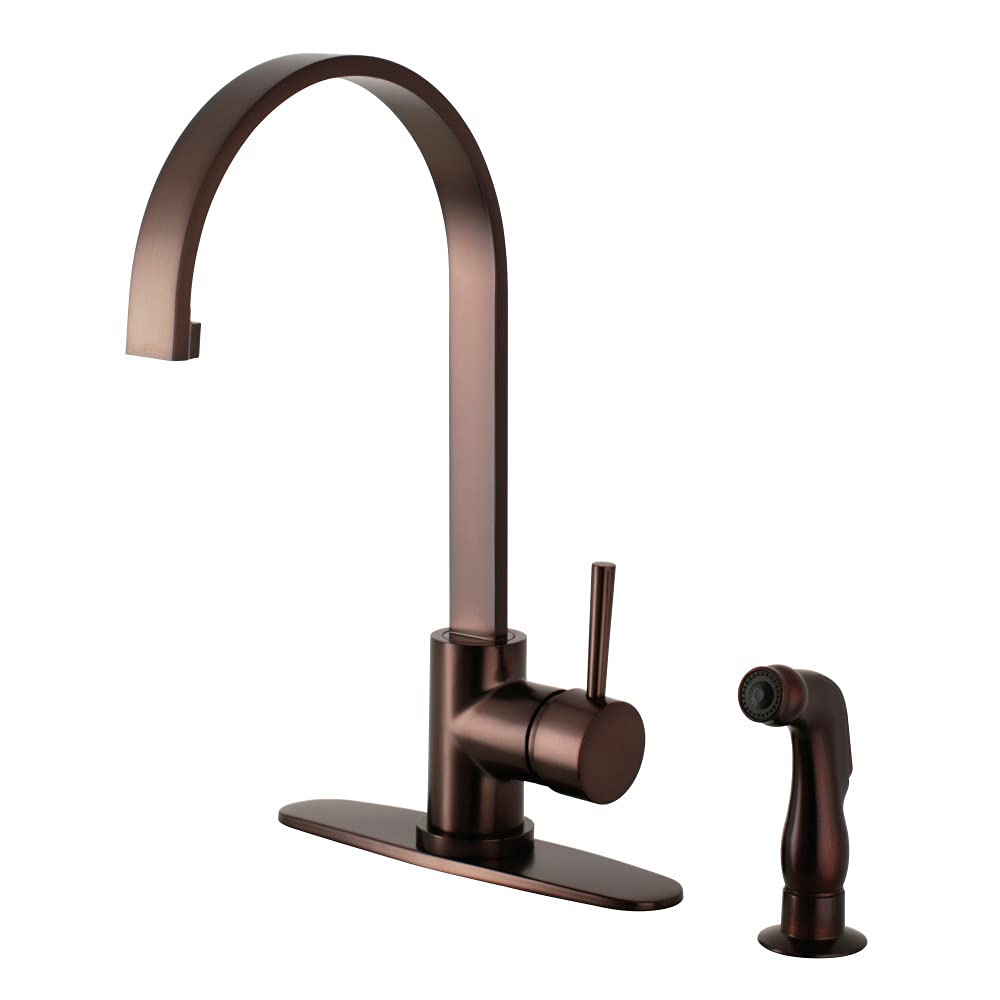 Kingston Brass LS8715DLSP Concord 8-Inch Spout Reach Kitchen Faucet in Oil Rubbed Bronze - Perfect for Modern Farmhouse & Traditional Kitchen Sinks