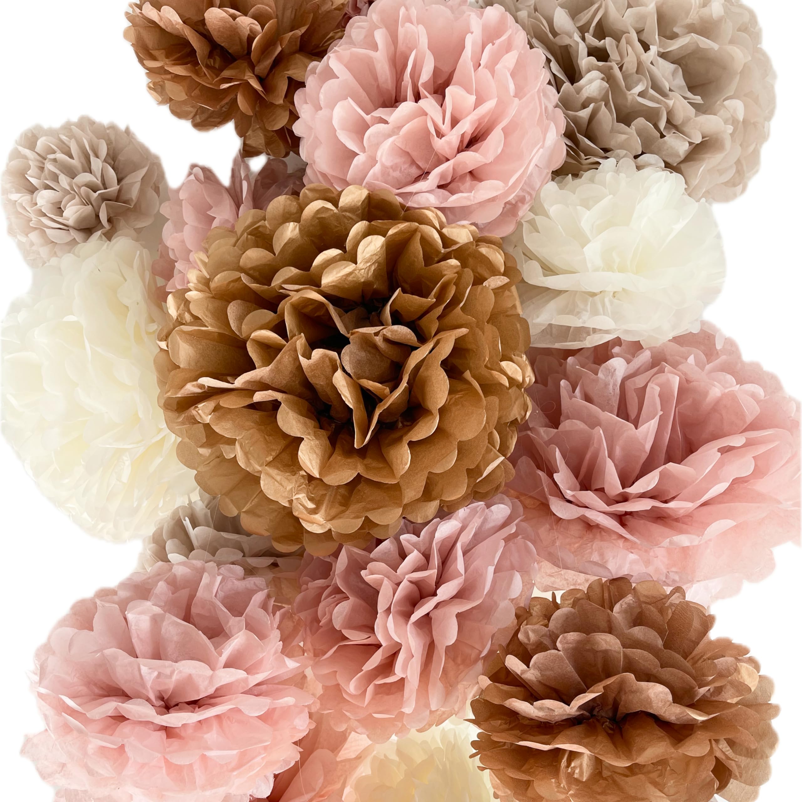 Vidal Crafts 20-Piece Tissue Paper Pom Poms Kit - Boho Party Decorations for Birthday, Wedding, Baby Shower, Bridal Shower & Bachelorette (6