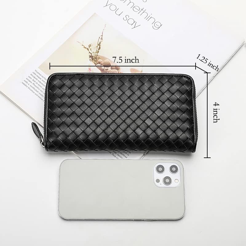 DORIS&JACKY RFID Leather Wallet for Women - Travel Wristlet Bag with Zipper (Large Capacity) for Daily Use & Shopping
