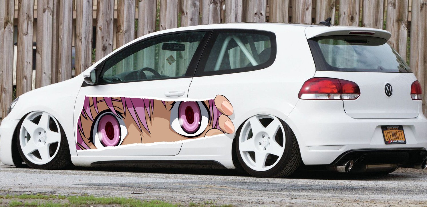 Anime Full Color Car Vinyl Wrap - Sexy Anime Car Decal Sticker for Vehicles (22