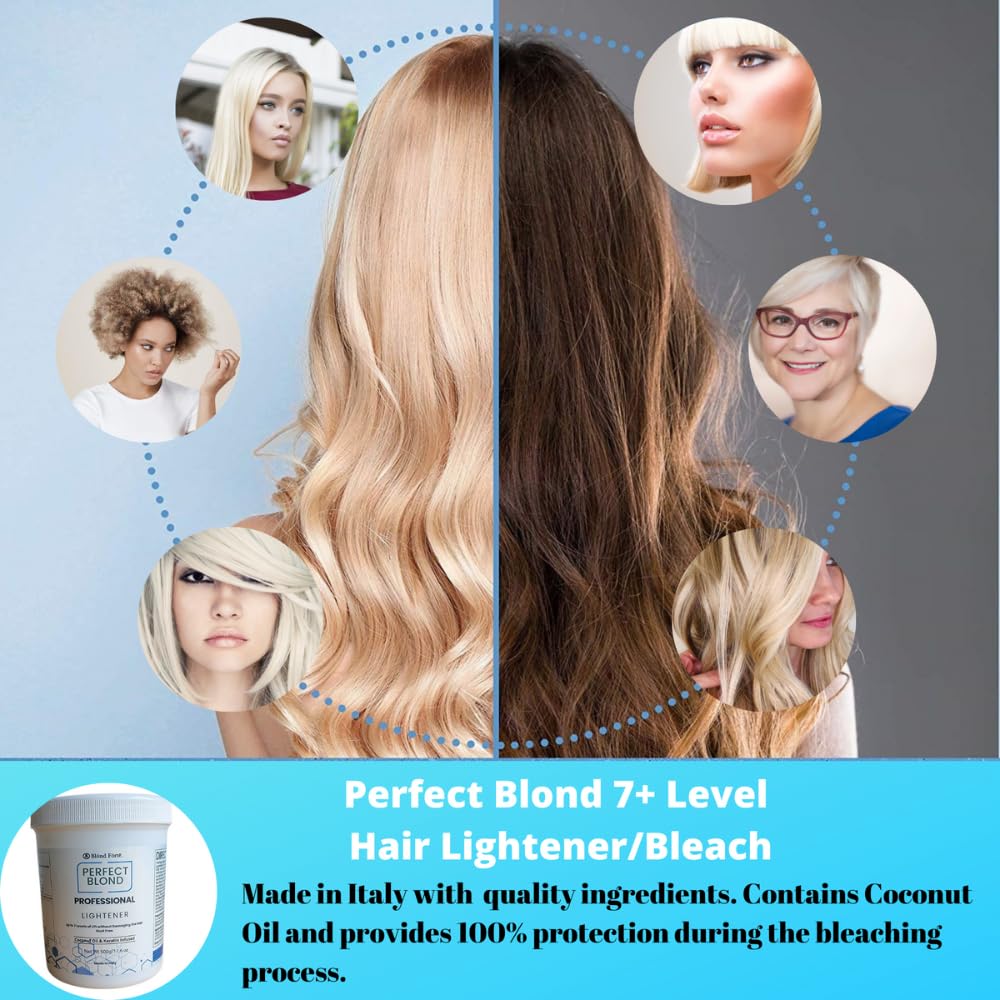 1.1 Pound Premium White Toner Dye Hair Bleach Powder Lightener Kit with 13.5oz 9% 40 Vol Developer - Professional Hair Lightening & Bleaching for Salon & DIY Use at Home (Blue Lightening Powder)