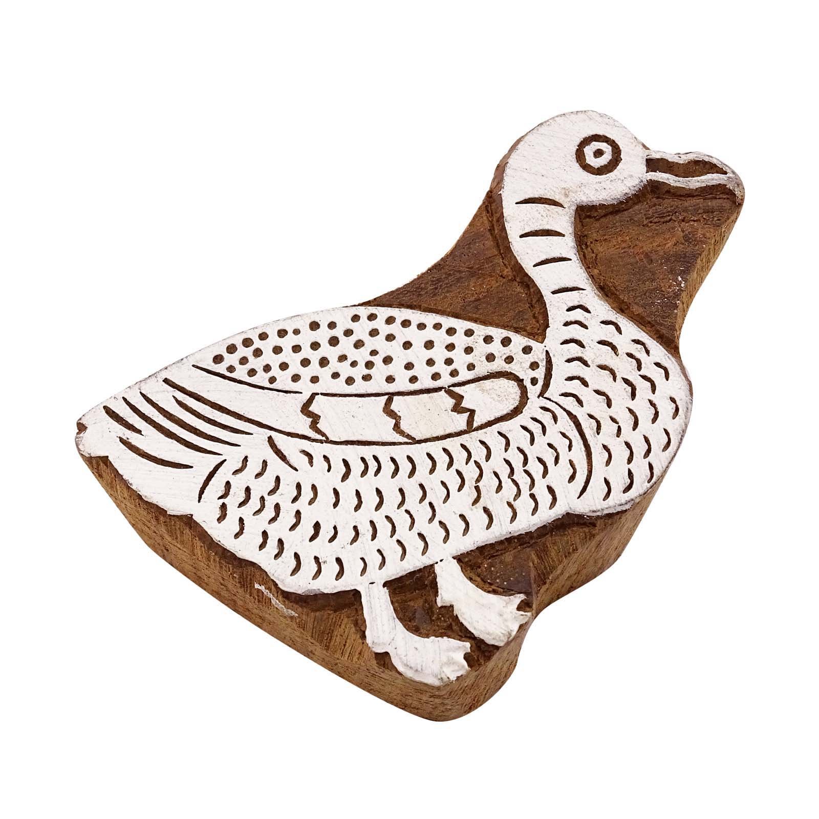 Hand Carved Indian Wood Stamp - Duck Stamp Brown Block for Textile Printing | DIY Fabric Stamping, Scrapbooking & Craft Projects