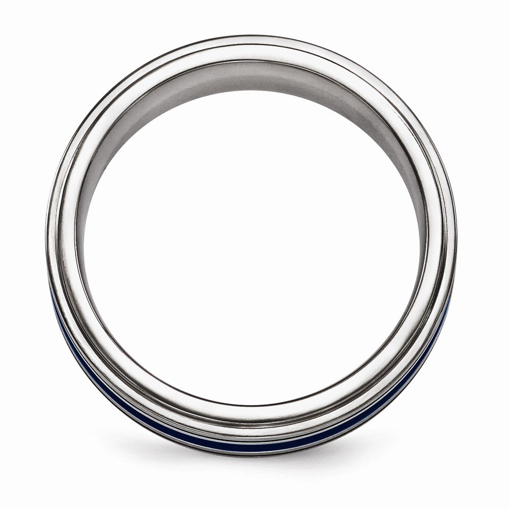 Solid Titanium Grooved Blue Anodized 8mm Wedding Band for Men - Durable & Hypoallergenic Jewelry for Weddings, Anniversaries & Everyday Wear