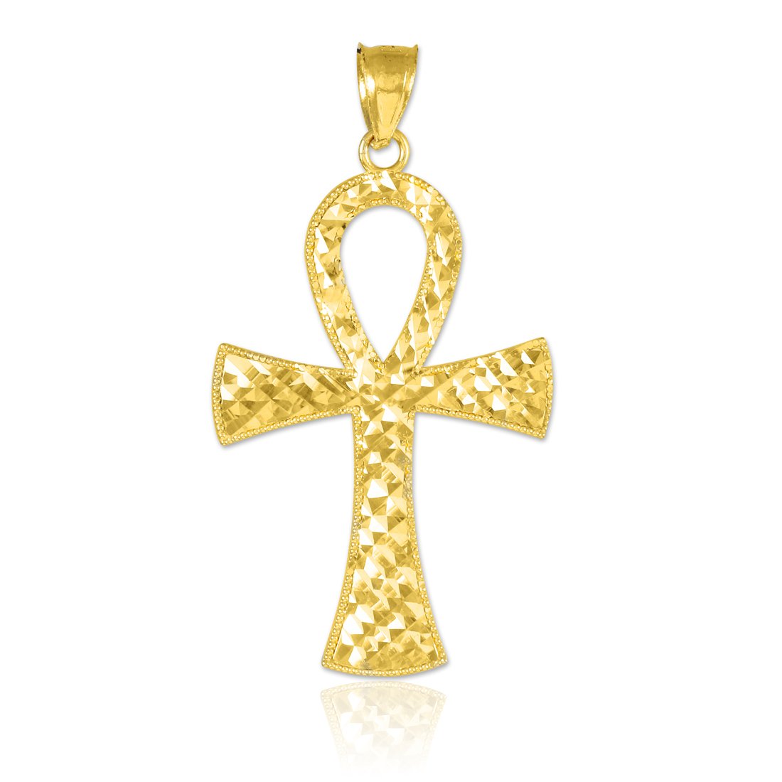 14K Yellow Gold Egyptian Ankh Cross Pendant Necklace - Ancient Symbol of Life & Protection - Perfect for Spiritual Gifts, Boho Jewelry & Everyday Wear