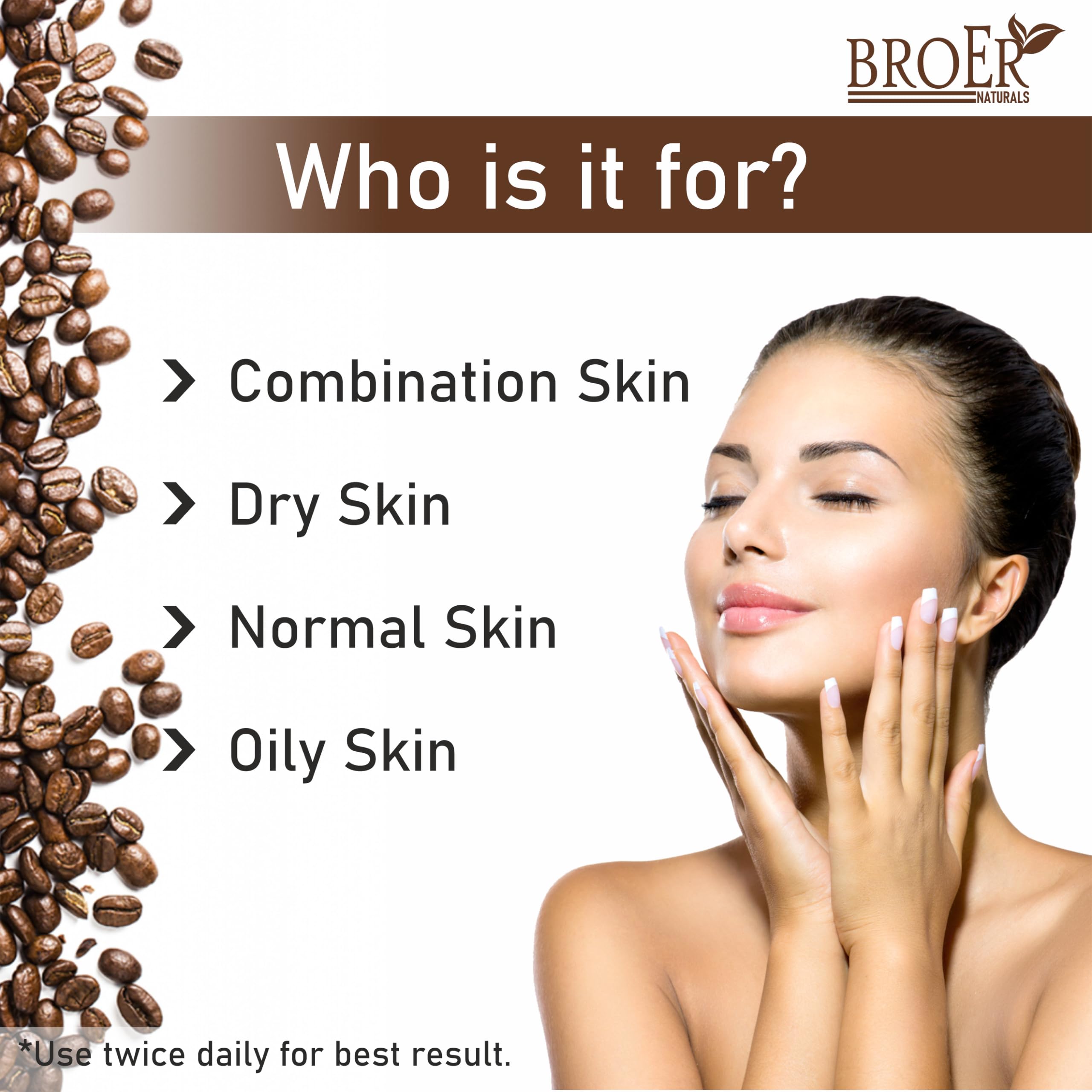 BROER Coffee Face Wash for Men & Women - 200ml Deep Cleansing Facial Cleanser with Coffee, Caffeine & Cocoa Butter - Removes Blackheads, De-Tans & Exfoliates - Perfect for Morning & Night Skincare Routine