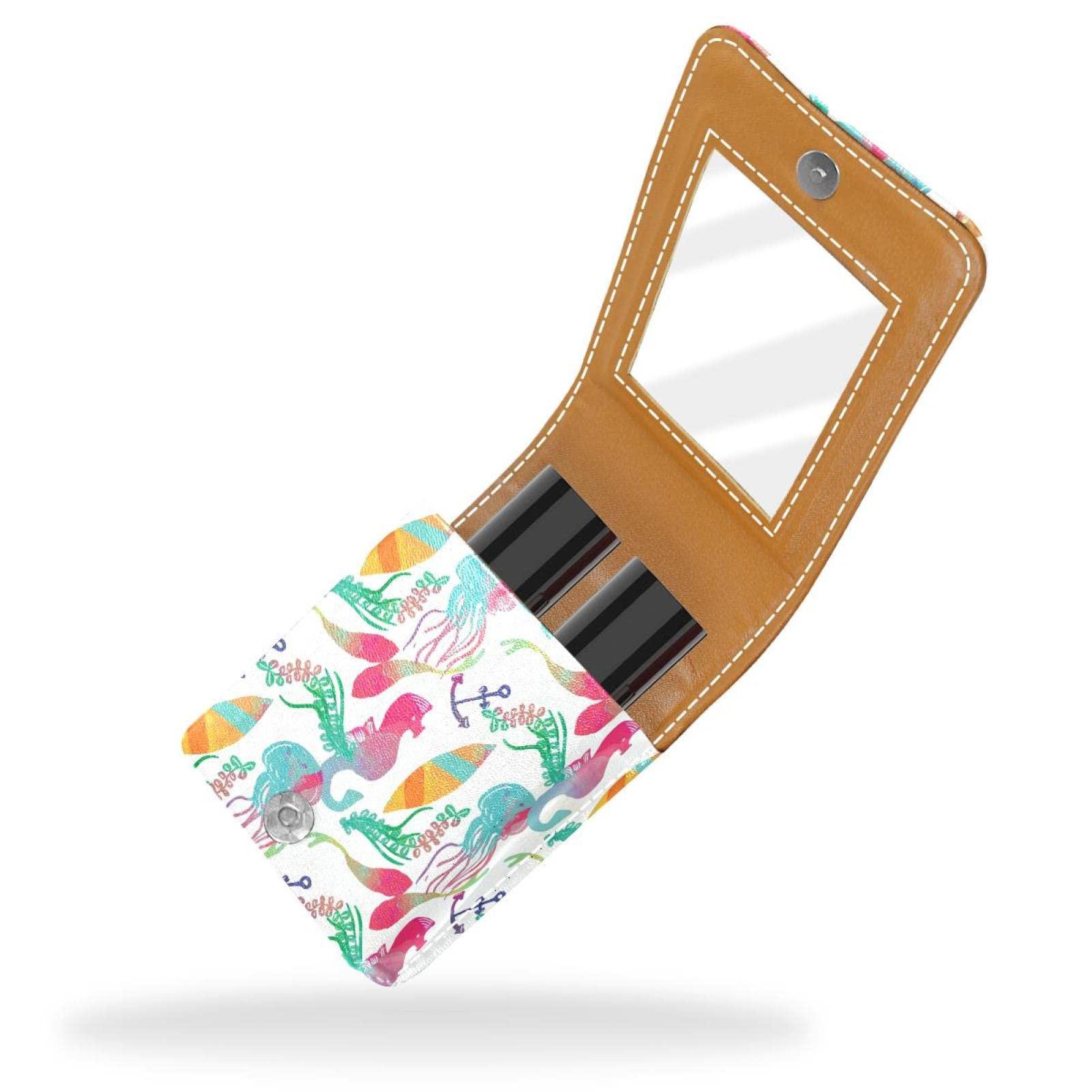 Personalized Lipstick Case - Portable Makeup Bag & Cosmetic Pouch Organizer with Watercolor Seahorse Jellyfish Design | Perfect for Travel, Daily Use & Gift Giving