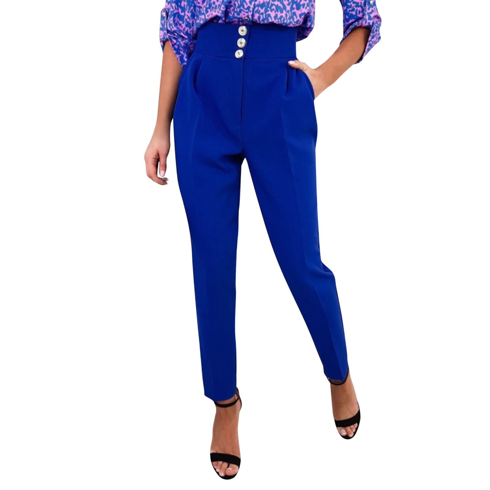 Women's High Waisted Stretch Bootcut Pants - Double Breasted Office Work Pants for Business Casual & Professional Wear | Perfect for Office, Meetings & Formal Events