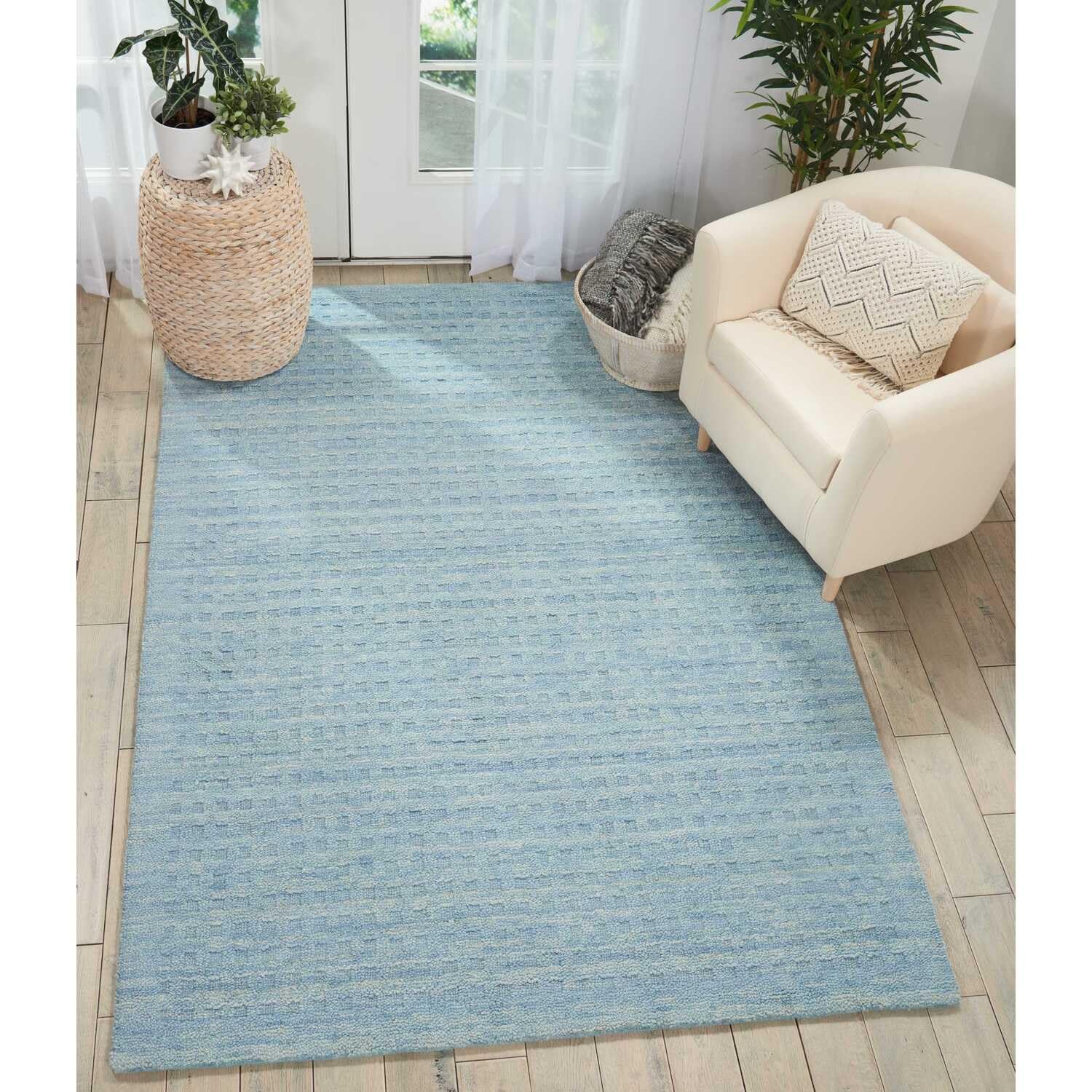 Nourison Perris Solid Sky Blue 8' x 10'6