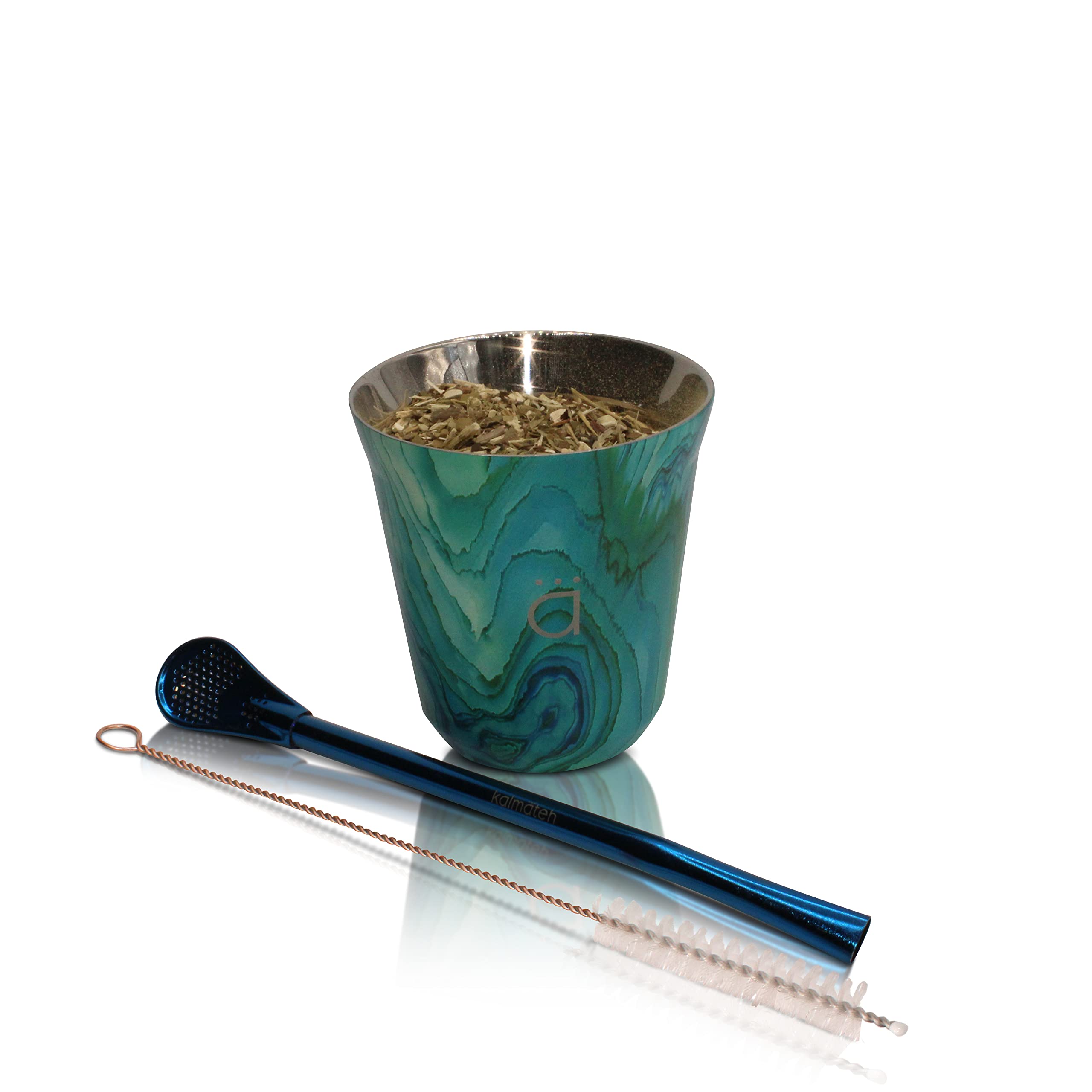 Premium Yerba Mate Gourd Set - Stainless Steel with Bombilla & Brush for Tea Lovers