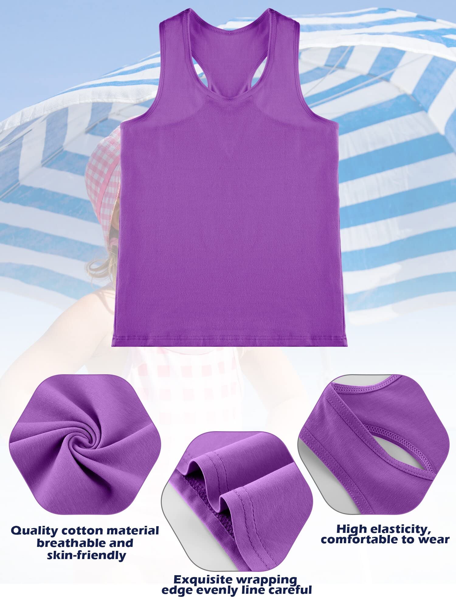 Geyoga 6-Pack Girls Dance Tank Tops - Racerback Crop Tops for Ballet, Gymnastics & Dance | Breathable Sleeveless Performance Wear for Kids & Teens | Perfect for Dance Class, Recitals & Competitions