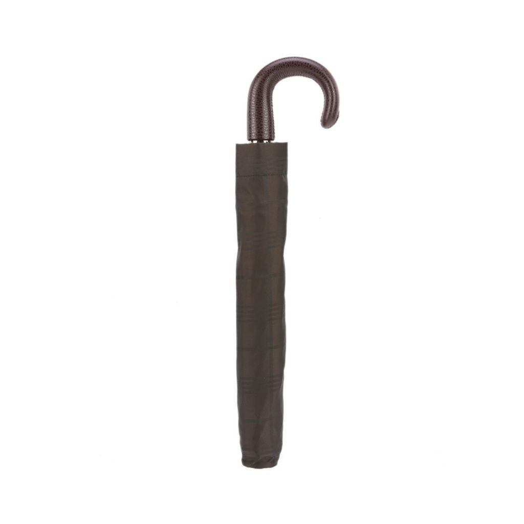 Pasotti Luxury Brown Check Umbrella for Men & Women - Waterproof Windproof Compact Travel Umbrella - Perfect for Rainy Days, Commuting, and Outdoor Events