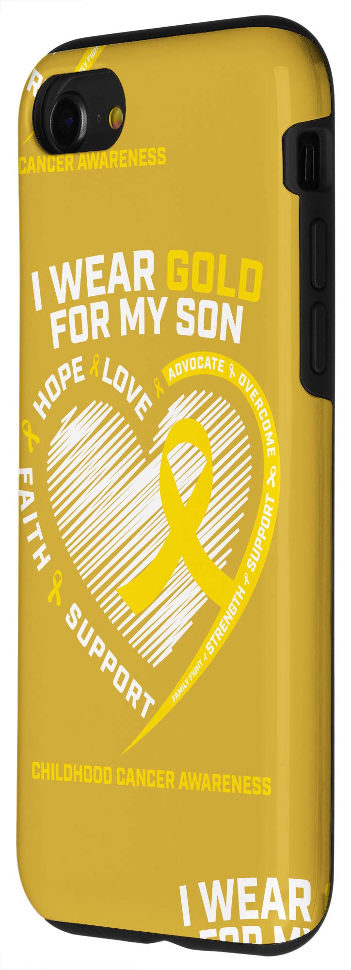 iPhone SE (2020) / 7 / 8 Gold Childhood Cancer Awareness Phone Case - Durable Protective Cover for Apple iPhone SE 2nd Gen, iPhone 7 & 8 - Support Pediatric Cancer Research - Perfect Gift for Kids, Teens & Parents