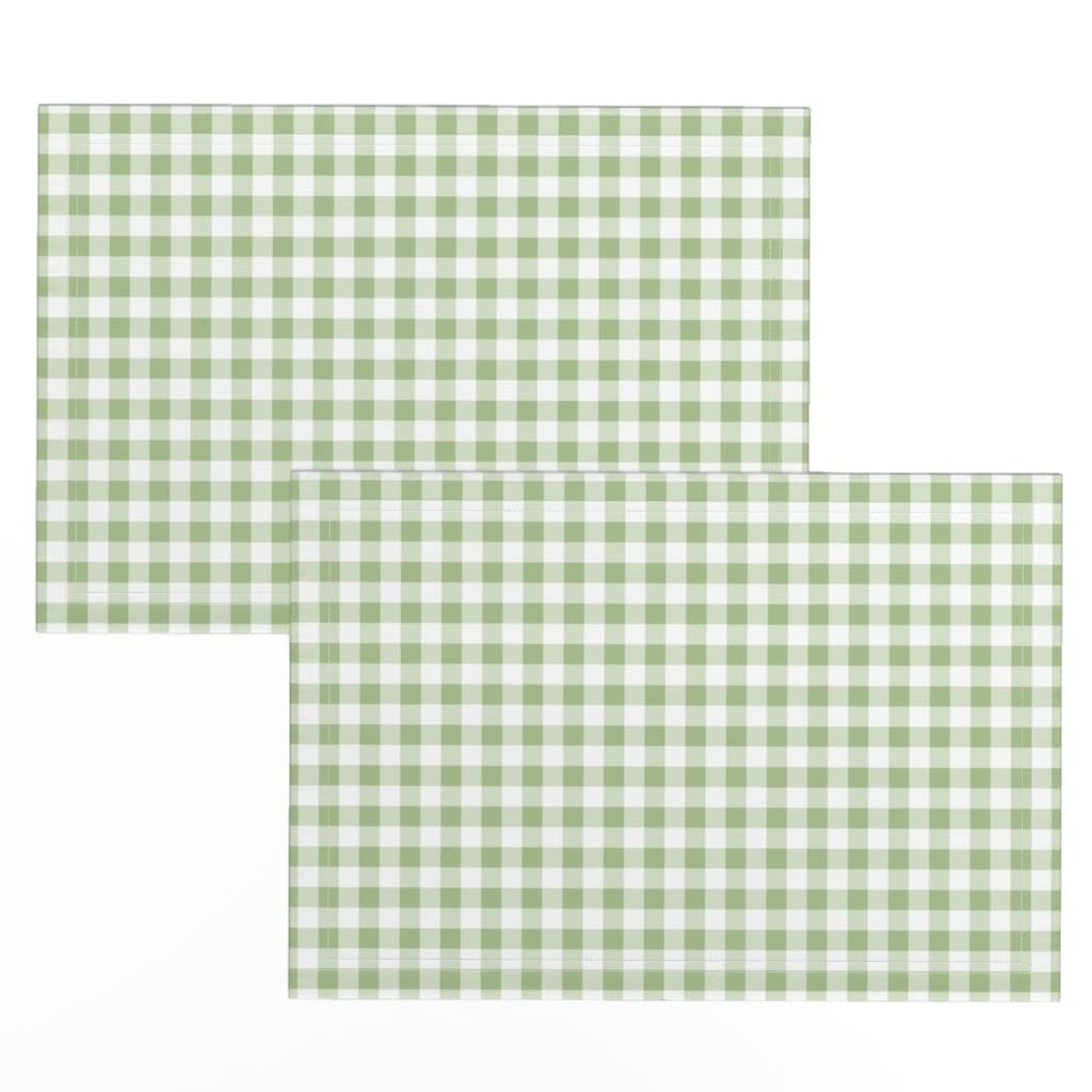 Spoonflower Linen Cotton Canvas Placemats Set of 2 - Gingham Plaid Tartan Garden Green Printed Table Mats for Dining, Kitchen Decor, and Party Table Setting