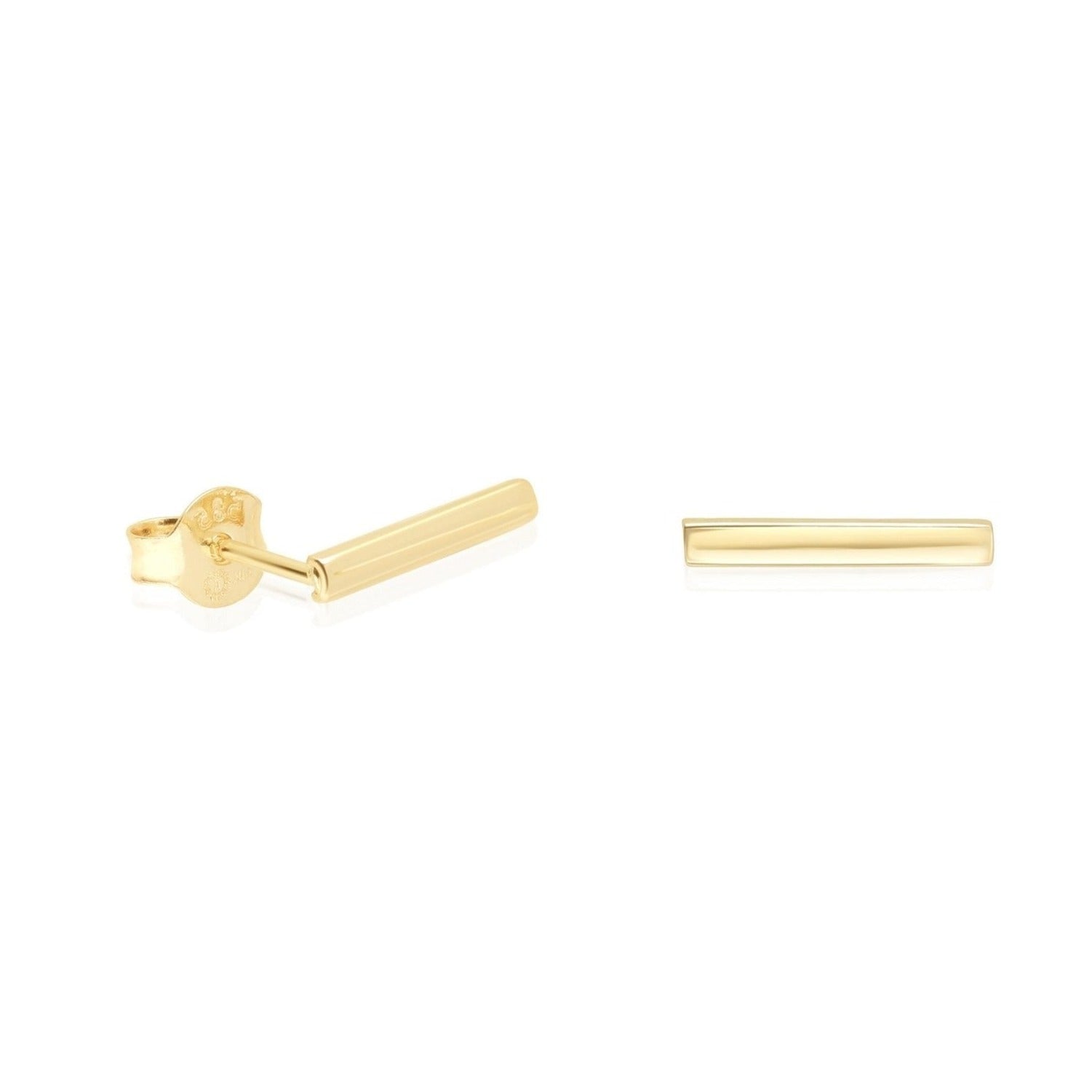 14K Solid Yellow Gold Bar Earrings for Women - Minimalist Dainty Gold Hoop Earrings - Perfect for Everyday Wear, Office, and Special Occasions