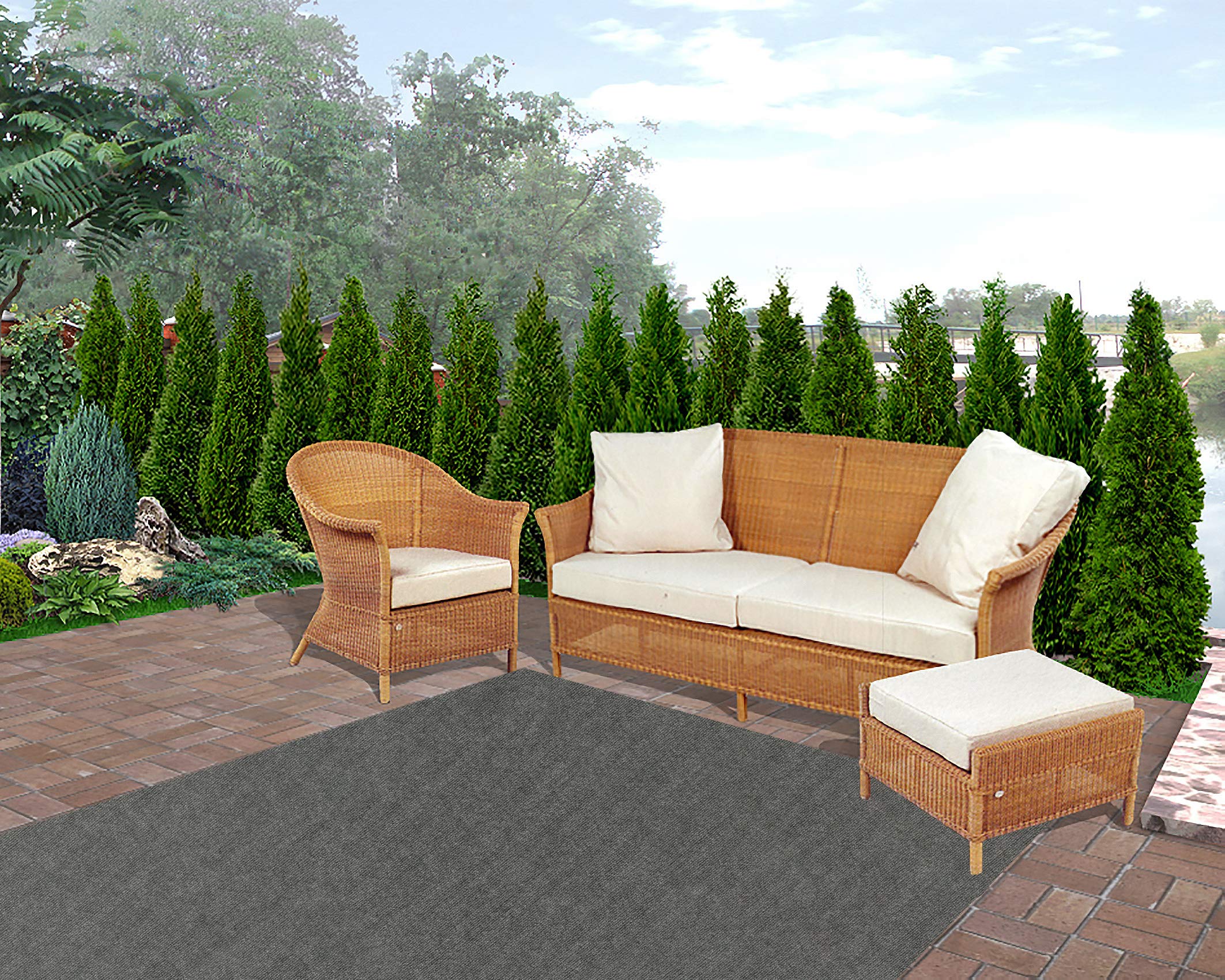Premium Indoor/Outdoor Area Rug - 9' x 12' Sky Grey - Eco-Friendly PET Fiber Made from 100% Recycled Plastic Bottles - Durable & Weather-Resistant for Patio, Deck, Porch, and Living Room Decor