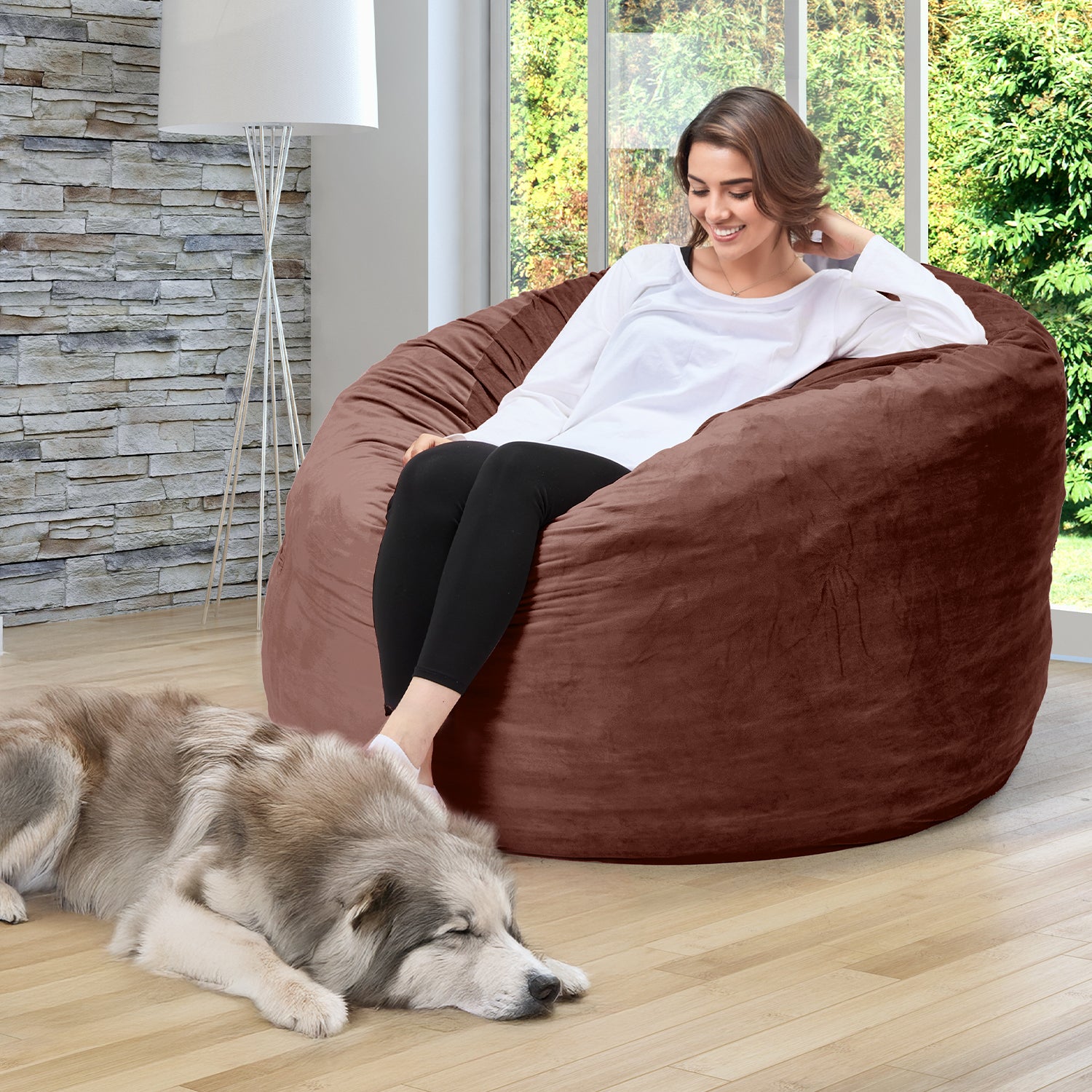 EROMMY 5ft Giant Gorilla Bean Bag Sofa Chair Bed for Adults - Oversized Plush Lounger for Living Room, Game Room & Dorm (Brown) | Perfect for Relaxing, Gaming & Movie Nights