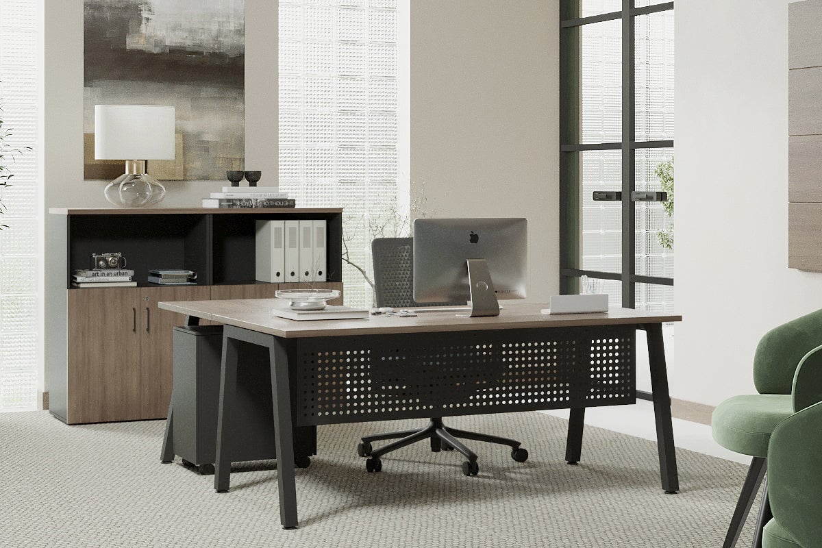 Quadro A Legs L-Shaped Corner Office Desk - 1800L x 1550W with Cable Management | Modern Home Office & Gaming Desk for Small Spaces