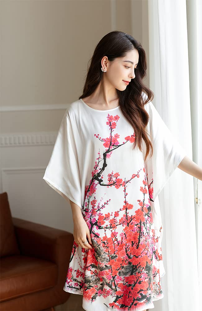 100% Pure Silk Pajamas for Women | Floral Print Silk Kimono Robe & Bathrobe with Doll Sleeves - Perfect for Spa Days, Bridal Showers & Luxury Loungewear