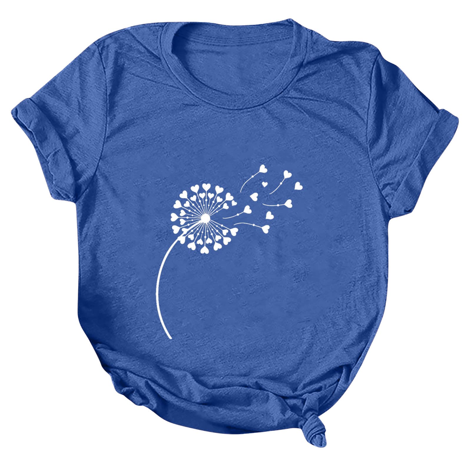 Women's Dandelion Printed Cotton T-Shirt - Vintage Short Sleeve Crewneck Tee for Summer | Casual Wear, Outdoor Activities & Street Fashion