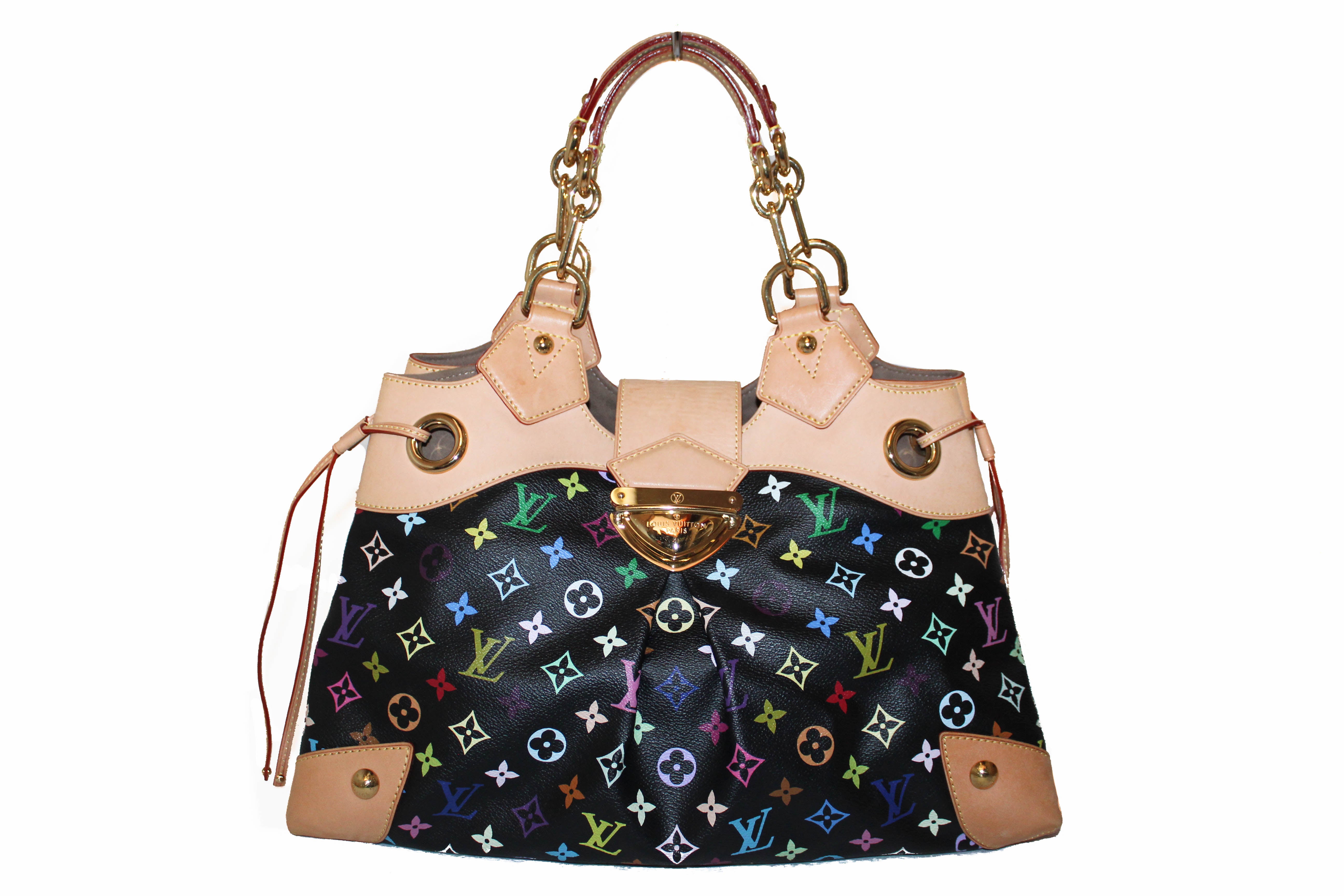Authentic Louis Vuitton Black Multicolore Monogram Ursula Large Shoulder Bag - Luxury Designer Handbag for Women, Perfect for Work, Travel & Evening Events