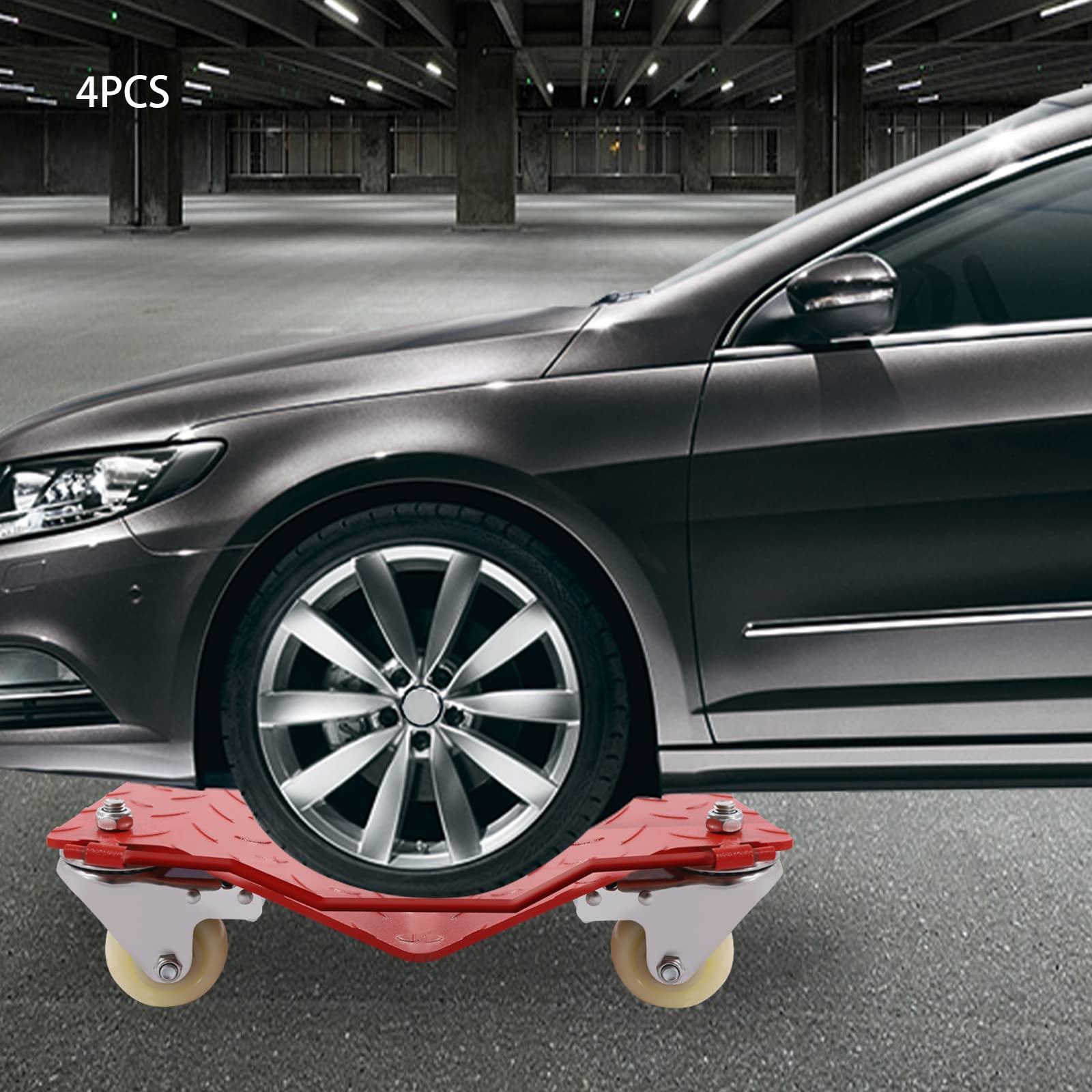 4-Piece Heavy Duty Wheel Dolly Set - 6800lb Capacity Vehicle Tire Dollies for Moving Cars, Boats, Tractors, Motorcycles & Furniture - Ideal for Garage Storage, Auto Shops & Home Moving Scenes