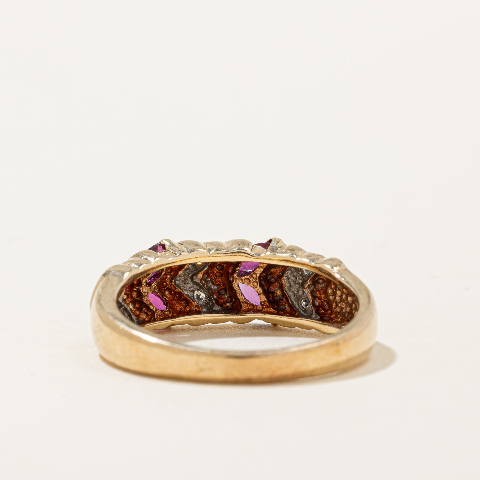 Exquisite Ruby & Diamond Braided Band Ring - 0.28ctw Ruby & 0.03ctw Diamond - Size 6.75 - Perfect for Anniversary Gifts, Valentine's Day & Special Occasions