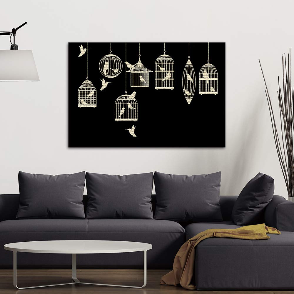 Black and White Canvas Wall Art - 32x48 Inches Framed Modern Abstract Painting for Bedroom, Living Room & Office Decor | Wall26 Premium Home Decor