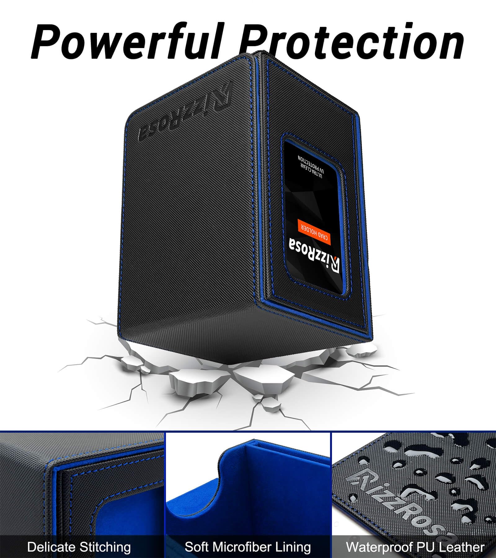 Premium MTG Commander Deck Box - Holds 100 Double-Sleeved Cards with 2 Display Stands & Built-in Dice Tray | Ultimate Storage Solution for Magic: The Gathering, TCG & CCG Cards | Perfect for Game Nights & Tournaments (Blue)