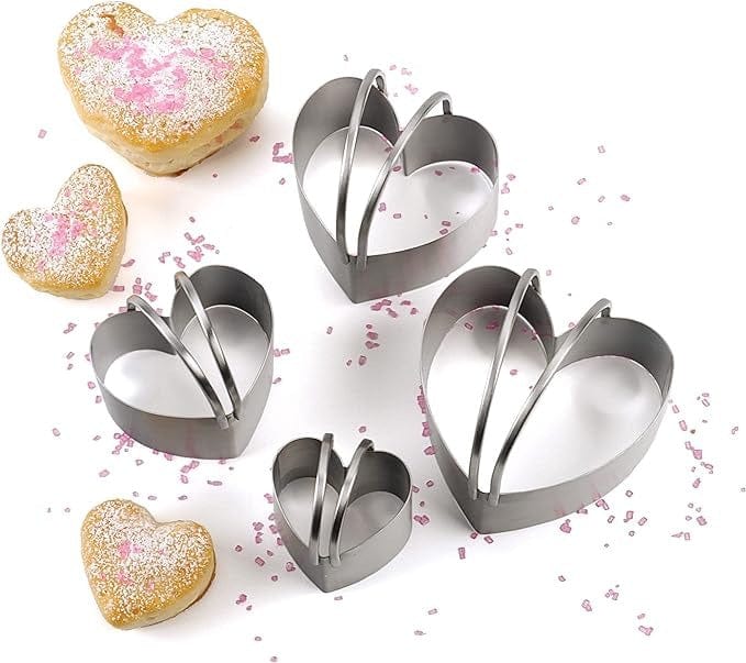 Heart-Shaped Biscuit Cutter Set of 4 - Stainless Steel Cookie Cutters for Baking, DIY Crafts, Valentine's Day & Holiday Treats