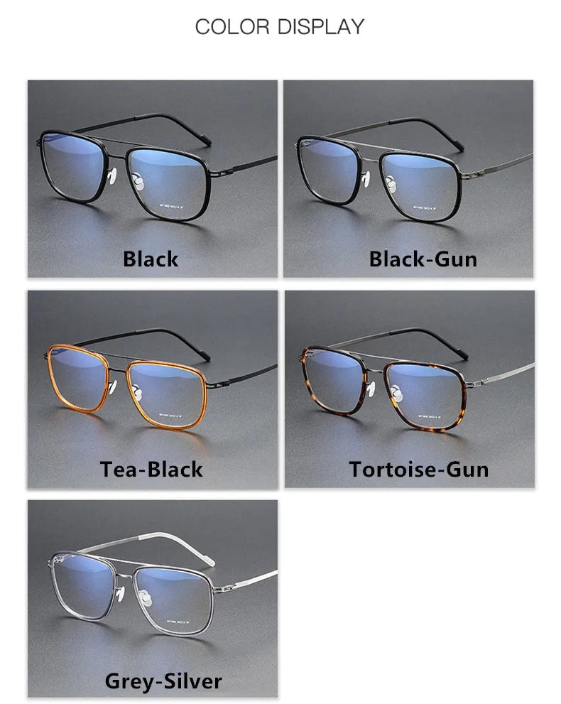 Aimee Unisex Full Rim Square Double Bridge Acetate Steel Eyeglasses 1315 - Stylish & Durable Frames for Men & Women - Perfect for Work, Reading & Fashion Accessories