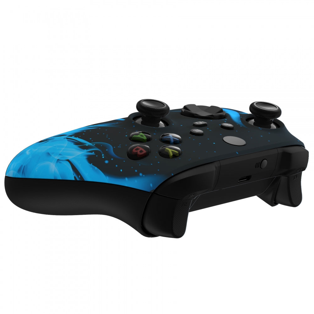 eXtremeRate Blue Flame Replacement Front Housing Shell for Xbox Series X & S Controller - Upgrade Your Gaming Experience with Custom Style