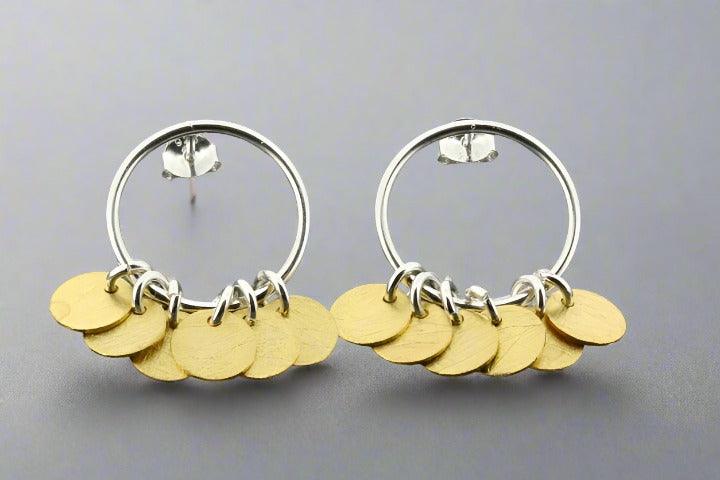 Bowie Hoop Stud Earrings for Women - Gold & Silver Stainless Steel Dangle Earrings - Trendy Punk Gothic Jewelry for Daily Wear & Party Outfits