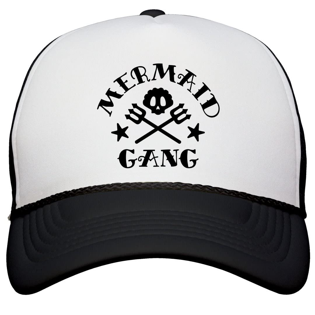 Mermaid Gang Badass Summer Snapback Trucker Hat for Women - Trendy Adjustable Baseball Cap for Beach, Pool, and Outdoor Activities