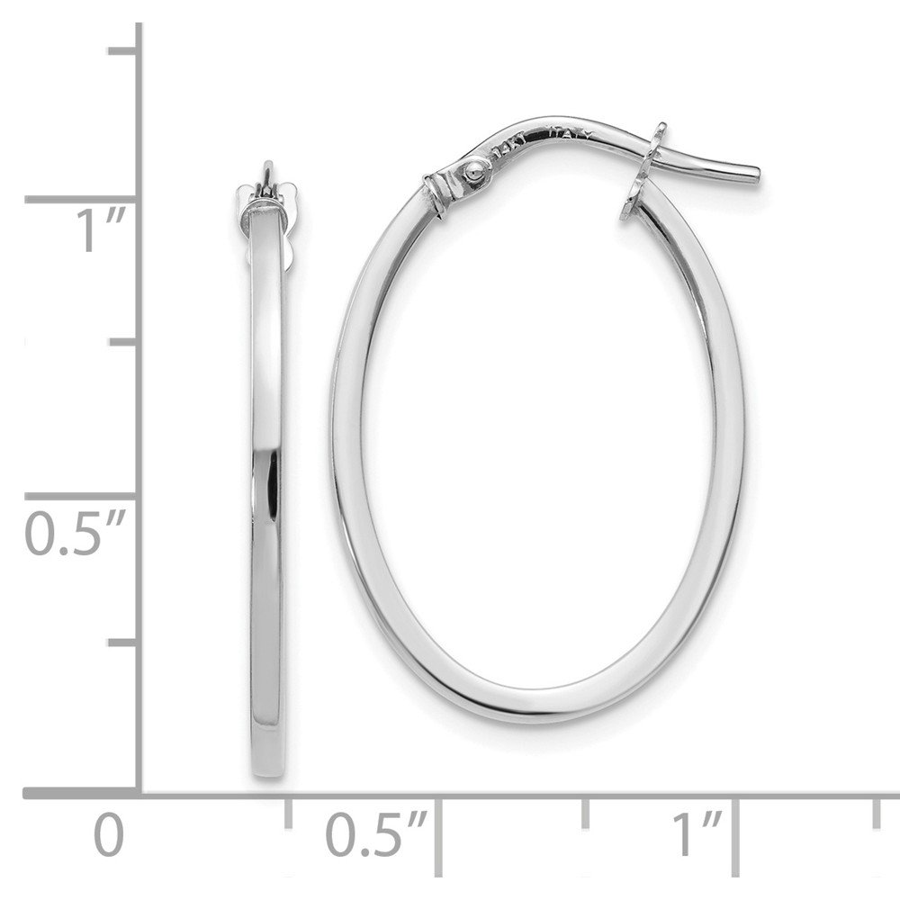 10K White Gold Polished Oval Hoop Earrings for Women - Elegant Everyday Jewelry by Jewels By Lux Leslie | Perfect for Parties, Weddings & Office Wear