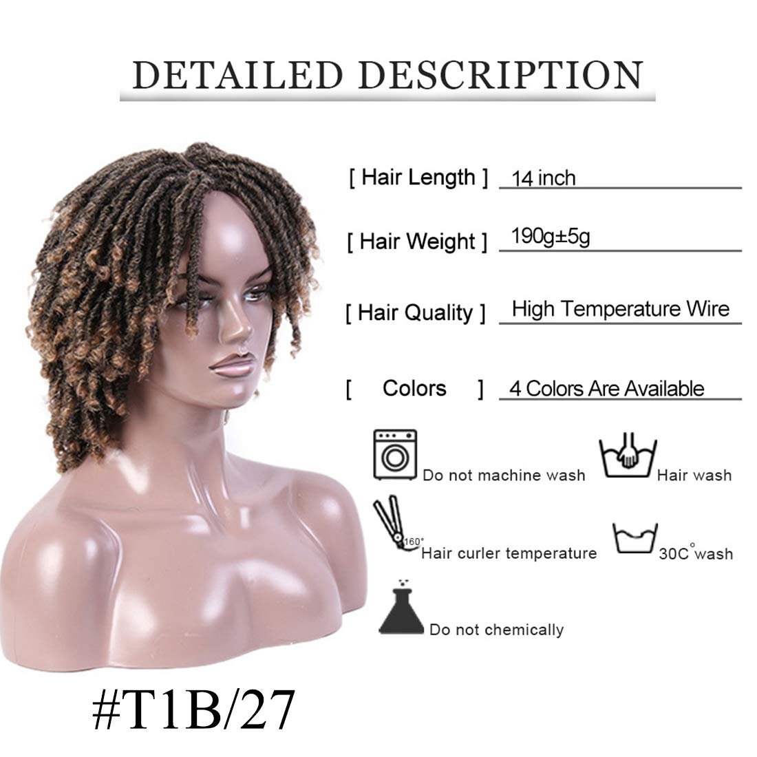 Faux Locs Crochet Hair Wigs for Black Women - Ombre 2-Tone Dreadlock Wigs with Curly Ends (#T1B/27) | Perfect for Protective Styling, Cosplay & Everyday Wear