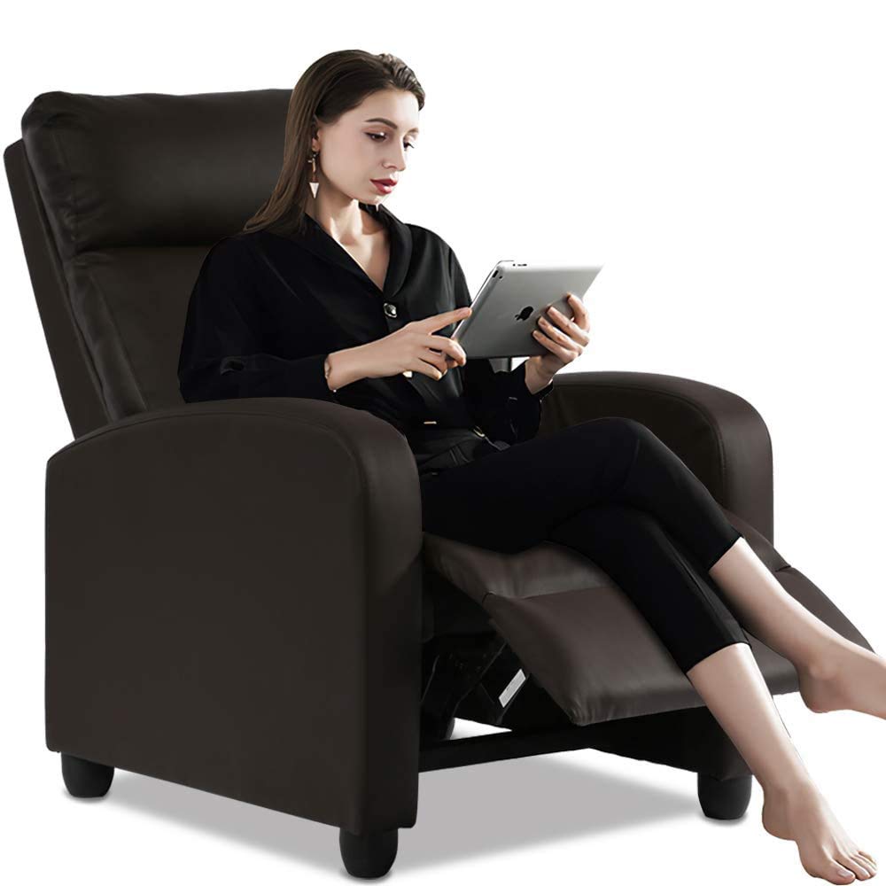 Ergonomic Recliner Chair for Adults with Massage & Remote Control - Soft Lounge Chair for Living Room, Gaming, Reading & Theater Seating - Brown Reclining Sofa Chair - Perfect for Relaxation, Entertainment & Home Comfort