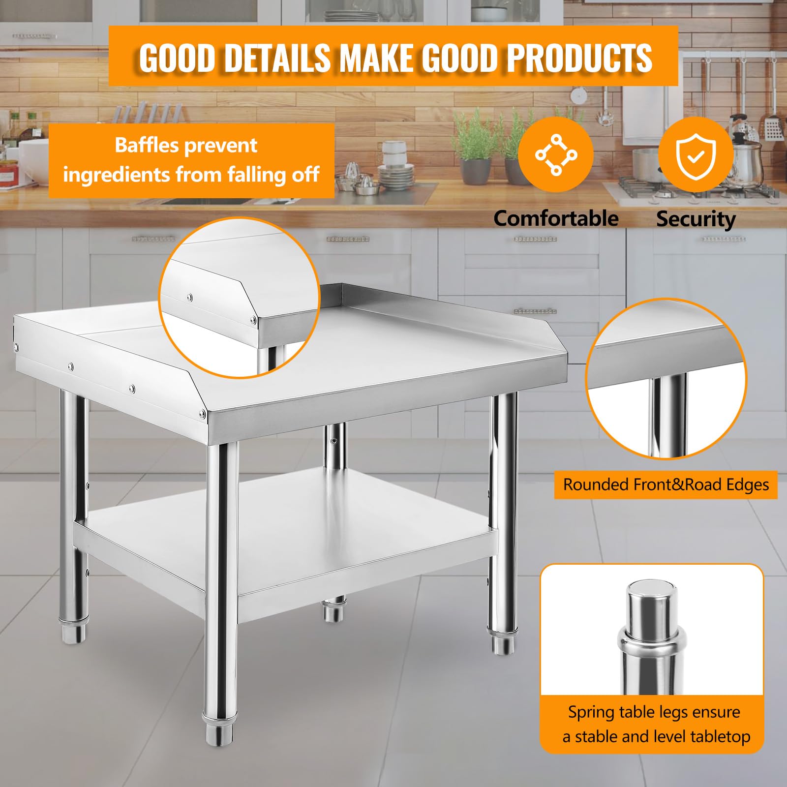 GAOMON Stainless Steel Grill Stand with Adjustable Storage Shelf - 24 x 28 x 24 Inch Heavy Duty Commercial Kitchen Equipment for Restaurants, Hotels & Home Use - Perfect for Outdoor BBQ, Catering & Food Prep Stations