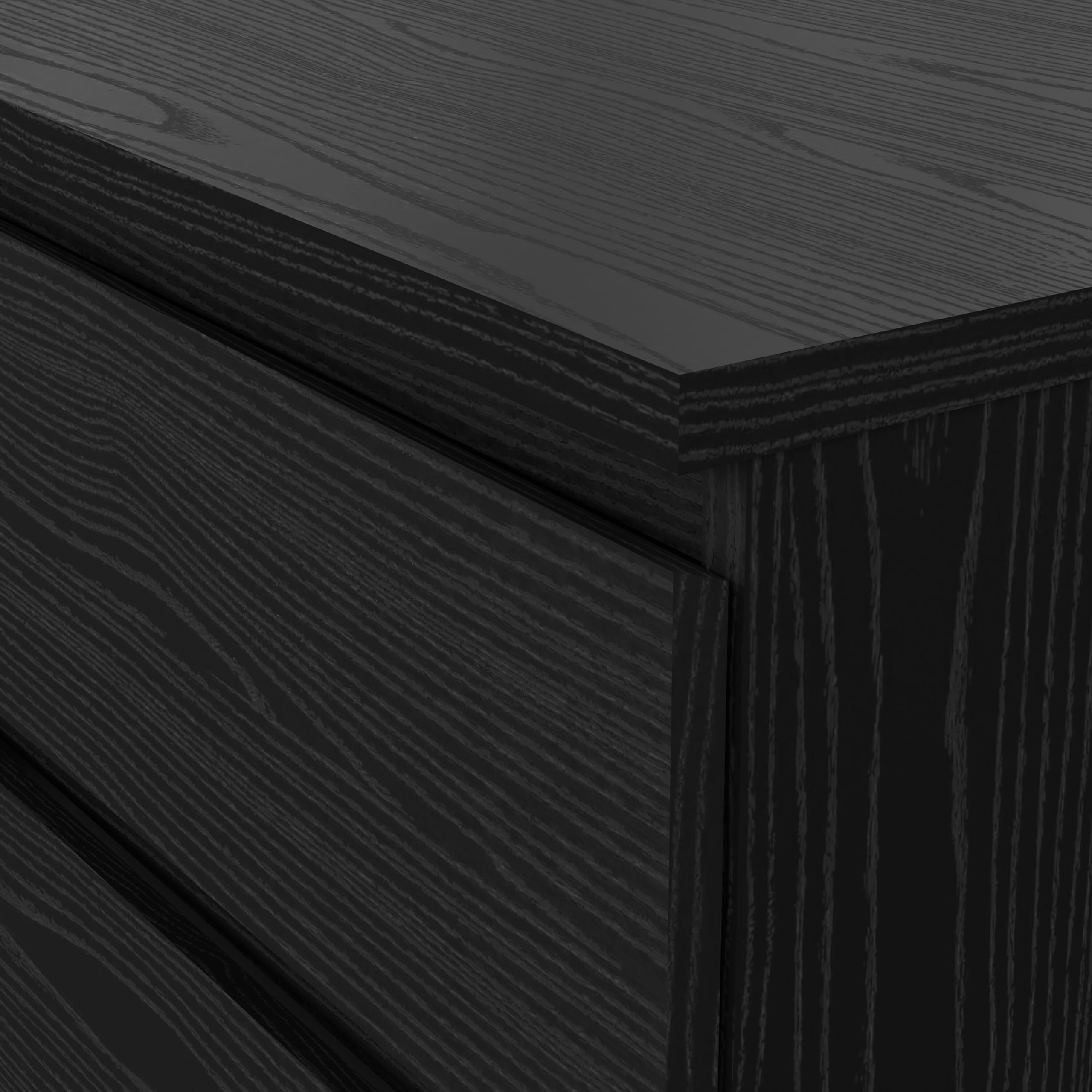 Tvilum 6-Drawer Double Dresser in Black Woodgrain - Modern Bedroom Storage Solution for Clothes & Accessories