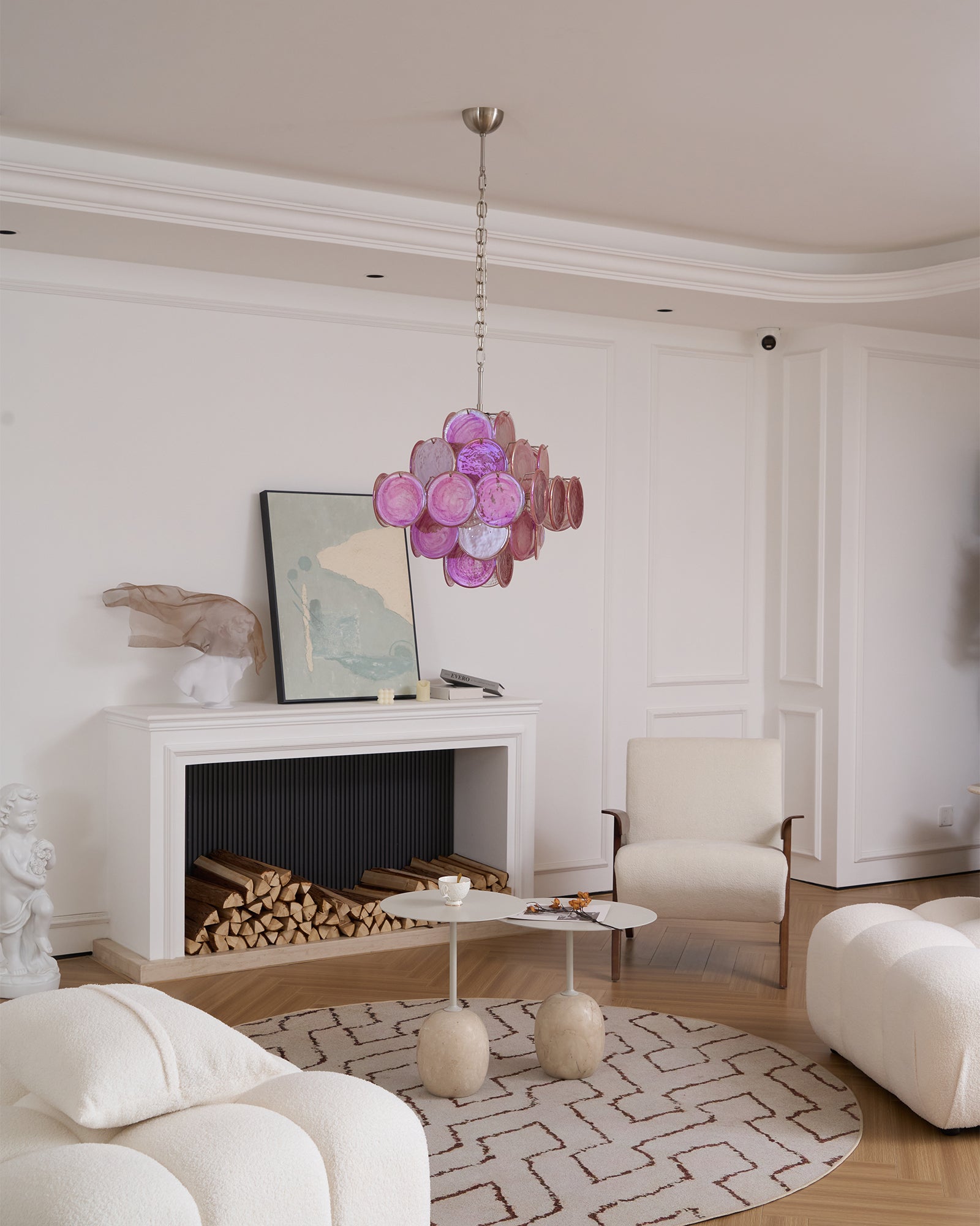 Elegant Aurelia Pink Murano Glass Chandelier - Handcrafted Italian Lighting Fixture for Dining Room & Bedroom Decor