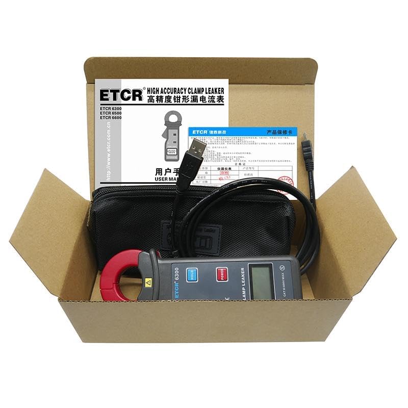 ETCR6300 Digital Clamp Meter - High Accuracy AC Current Tester (0.000mA-60.00A) with LCD Display, 0.001mA Resolution, 25×30mm Clamp & USB Interface - Perfect for HVAC, Electrical Maintenance and Industrial Current Measurement