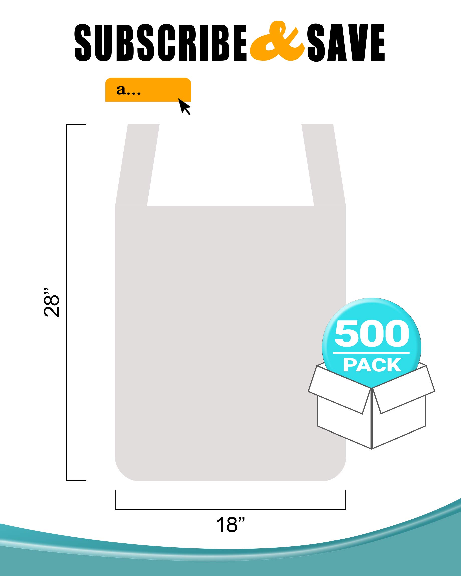 APQ 500-Pack White T-Shirt Plastic Bags 18x8x28 Inches - 0.65 Mil Ultra Thin Carry-Out Bags | Unprinted Polyethylene Shopping Bags with Handles for Retail Stores, Grocery & Restaurants | Perfect for Clothing, Takeout Food & Lightweight Items