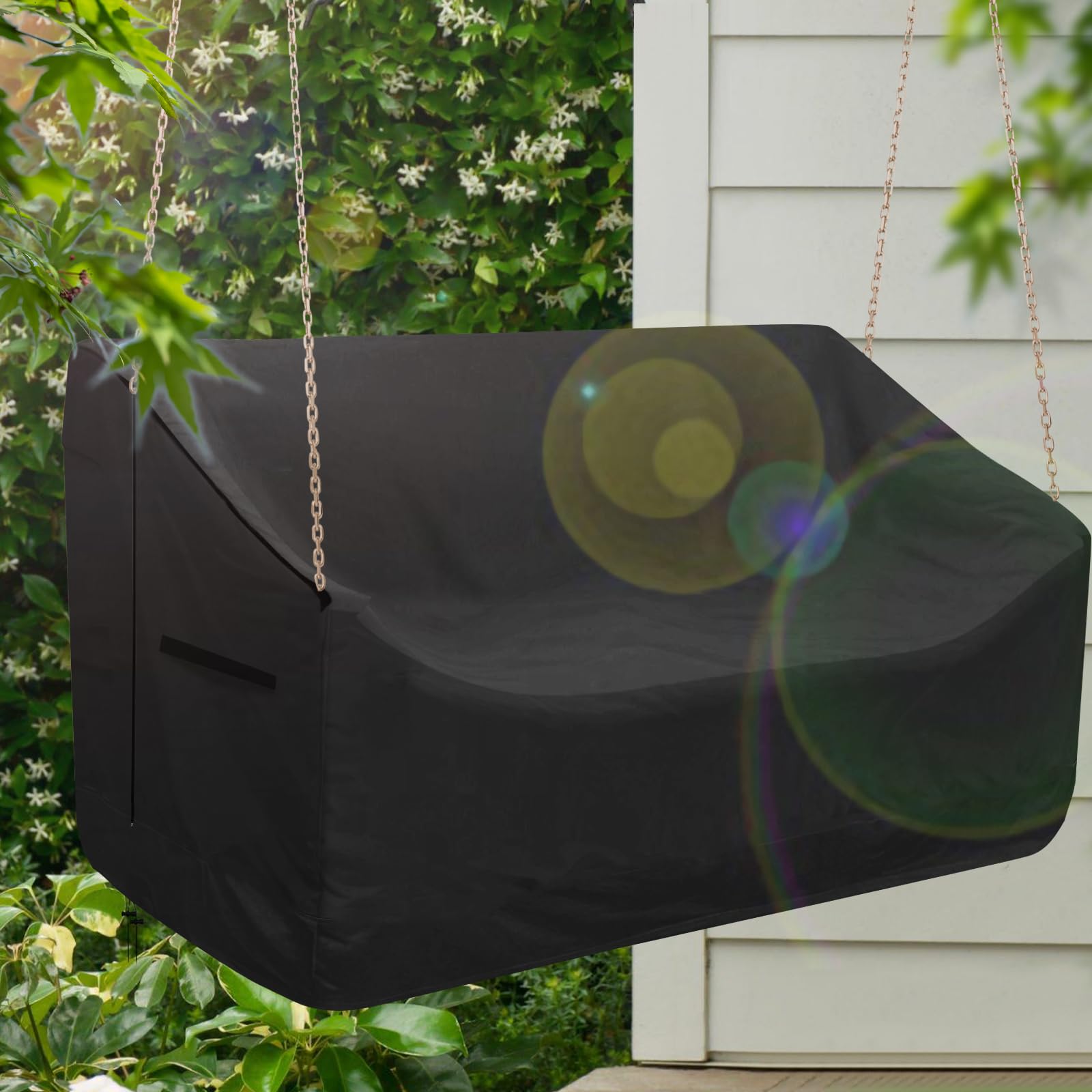 **Waterproof Porch Swing Cover - All-Weather Protection, 56x32x25 Inch, Durable Polyester Outdoor Furniture Cover for Chairs, Swings & Patio Furniture (Black) - Perfect for Rain, Snow & UV Protection**