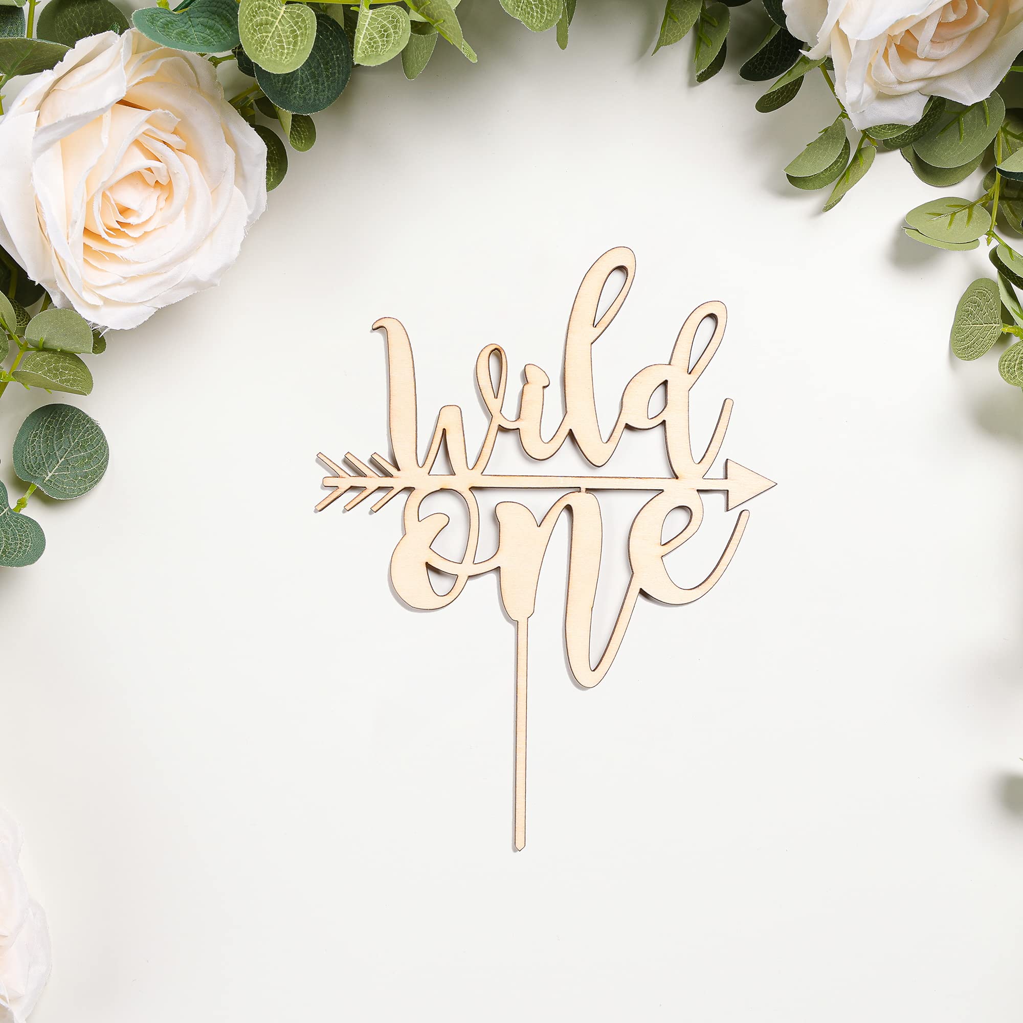 Rustic Wood Cake Topper for 1st Birthday | Wild One First Birthday Cake Decor | Smash Cake Topper for Baby's One Year Old Celebration | Perfect for Birthday Parties, Photo Props & Milestone Decorations