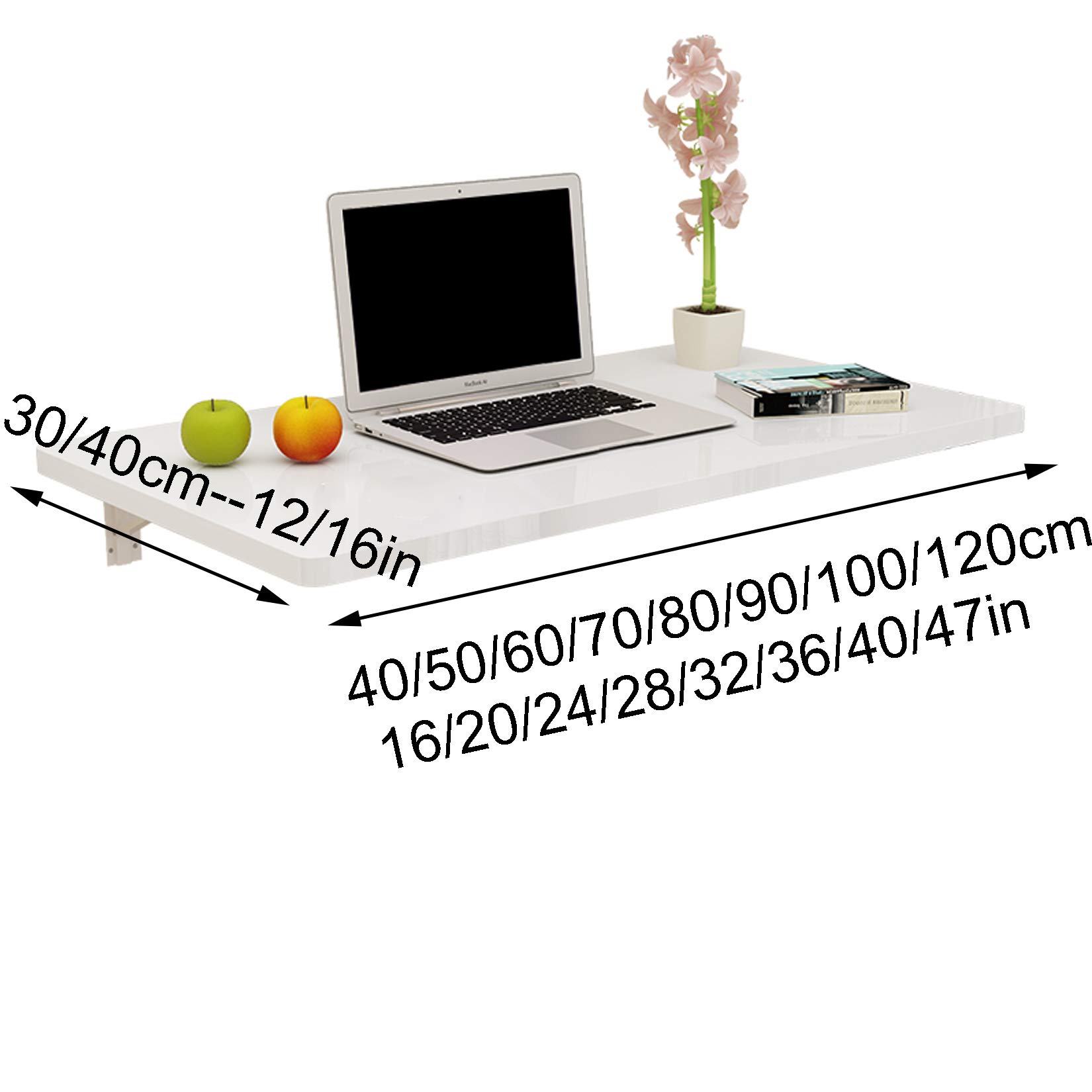 Wall Mounted Table - Space Saving Multifunctional Wall-Mounted Desk for Kitchen, Dining, Kids Room & Home Office - White (19 Sizes: 70x30cm/28x12in) - Perfect for Small Spaces, Apartments & Dorm Rooms