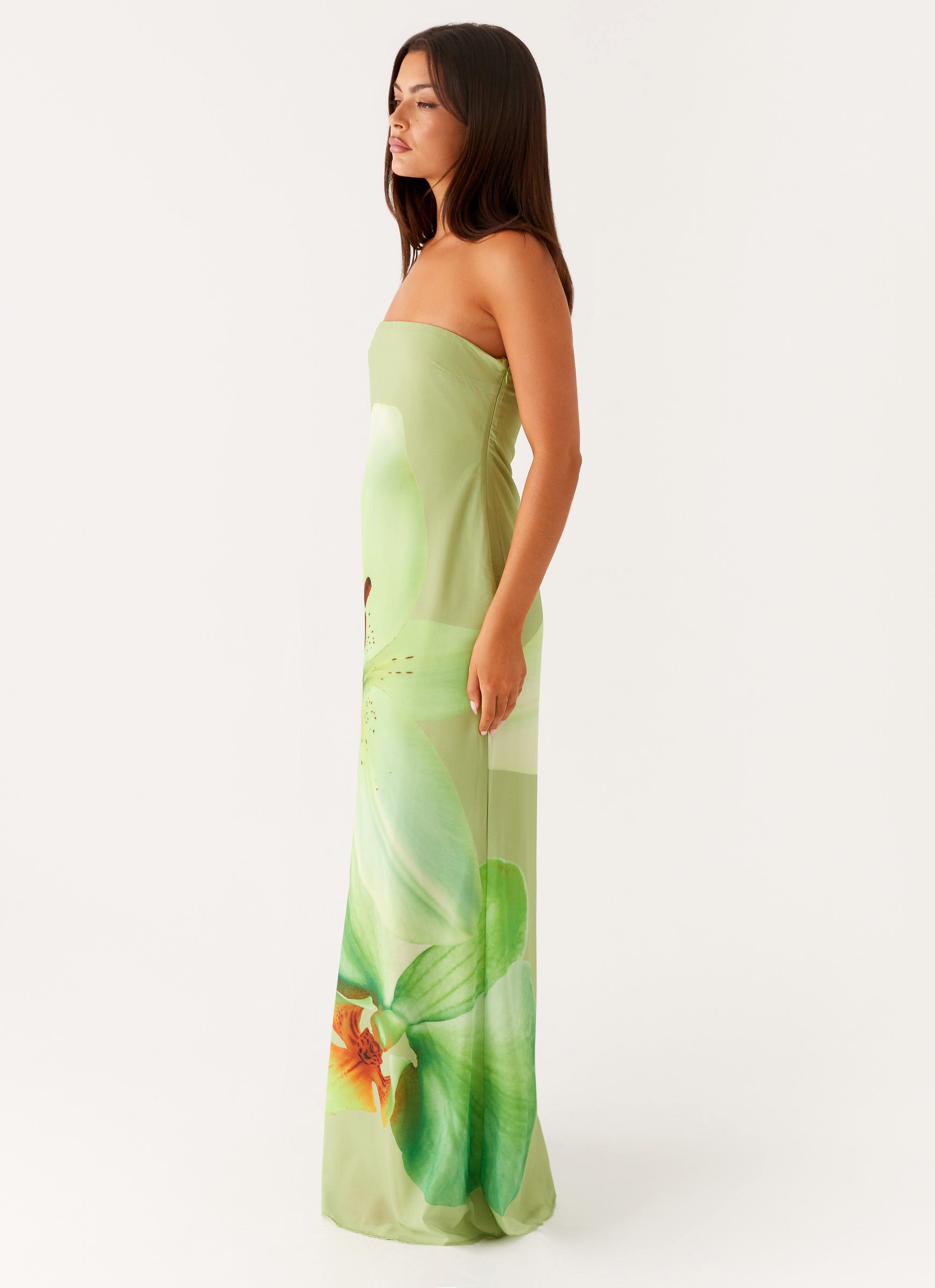 Darcy Maxi Dress - Green Floral Print Long Summer Dress for Women | Beach Wedding, Vacation & Party Outfit