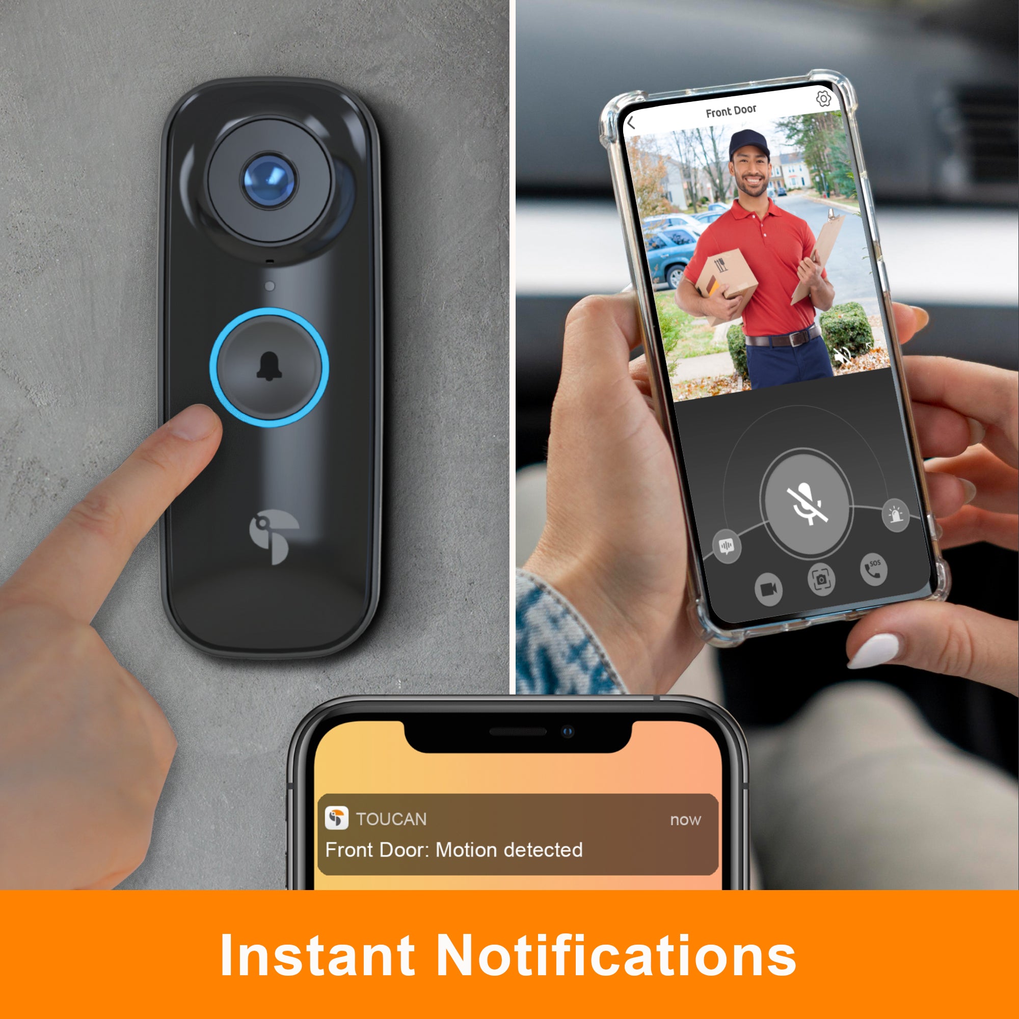 Toucan Wireless Video Doorbell PRO & Security Camera PRO Bundle - Smart Home Security System for Front Door Monitoring, Package Delivery Alerts & Outdoor Surveillance - Ideal for Houses, Apartments & Offices