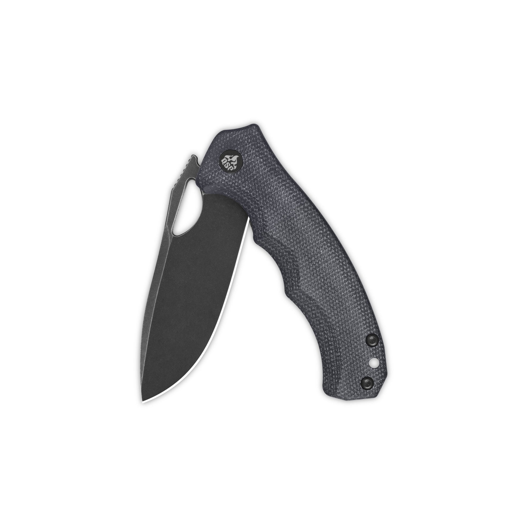 QSP Gorilla Liner Lock Folding Pocket Knife - 14C28N Stainless Steel Blade, Black Micarta Handle - EDC, Camping, Hiking & Outdoor Survival Tool