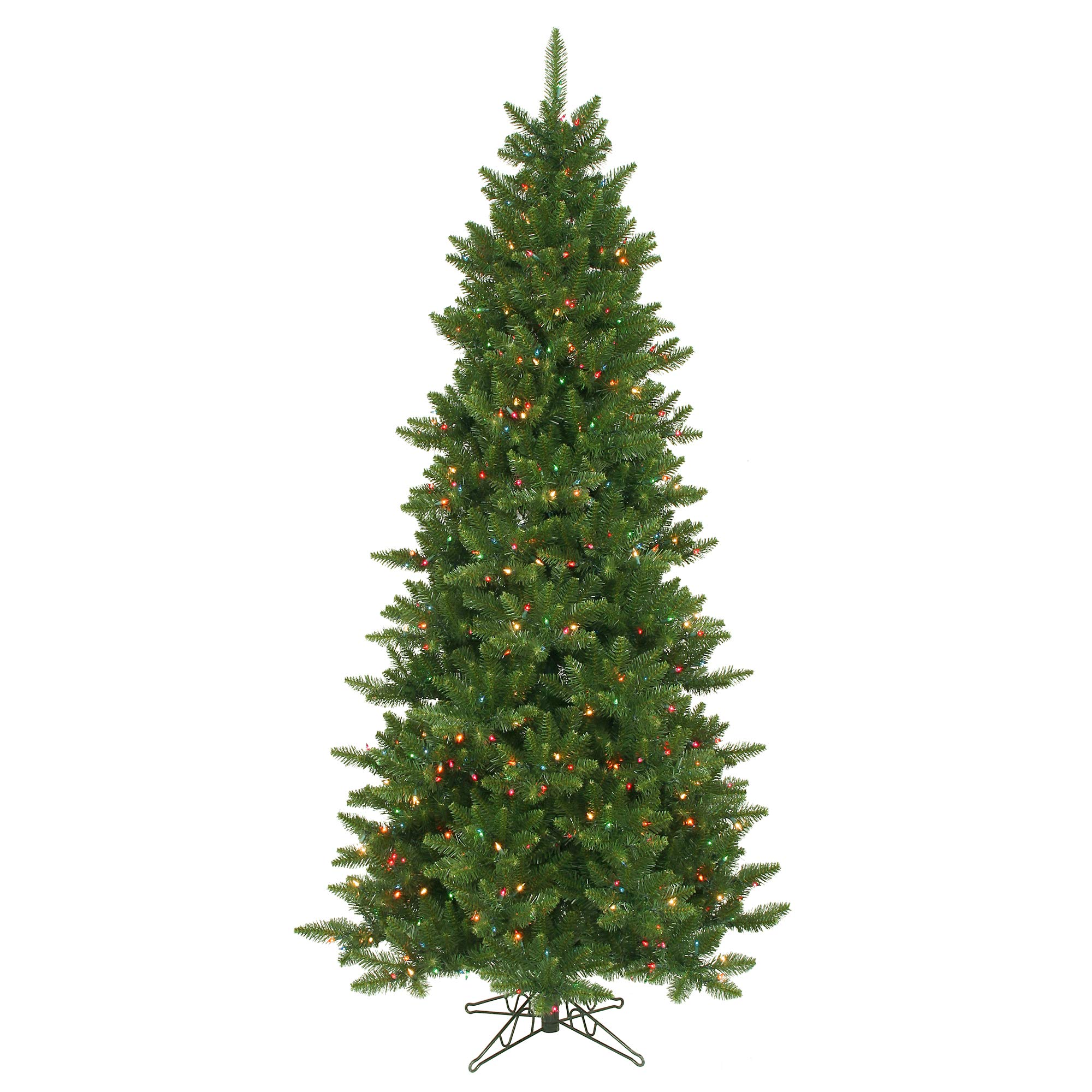 Vickerman 75-Foot Camdon Fir Slim Artificial Christmas Tree with 700 Multi-Color LED Lights - Pre-Lit Holiday Decor for Living Room, Office & Christmas Party (Model A860877LED)